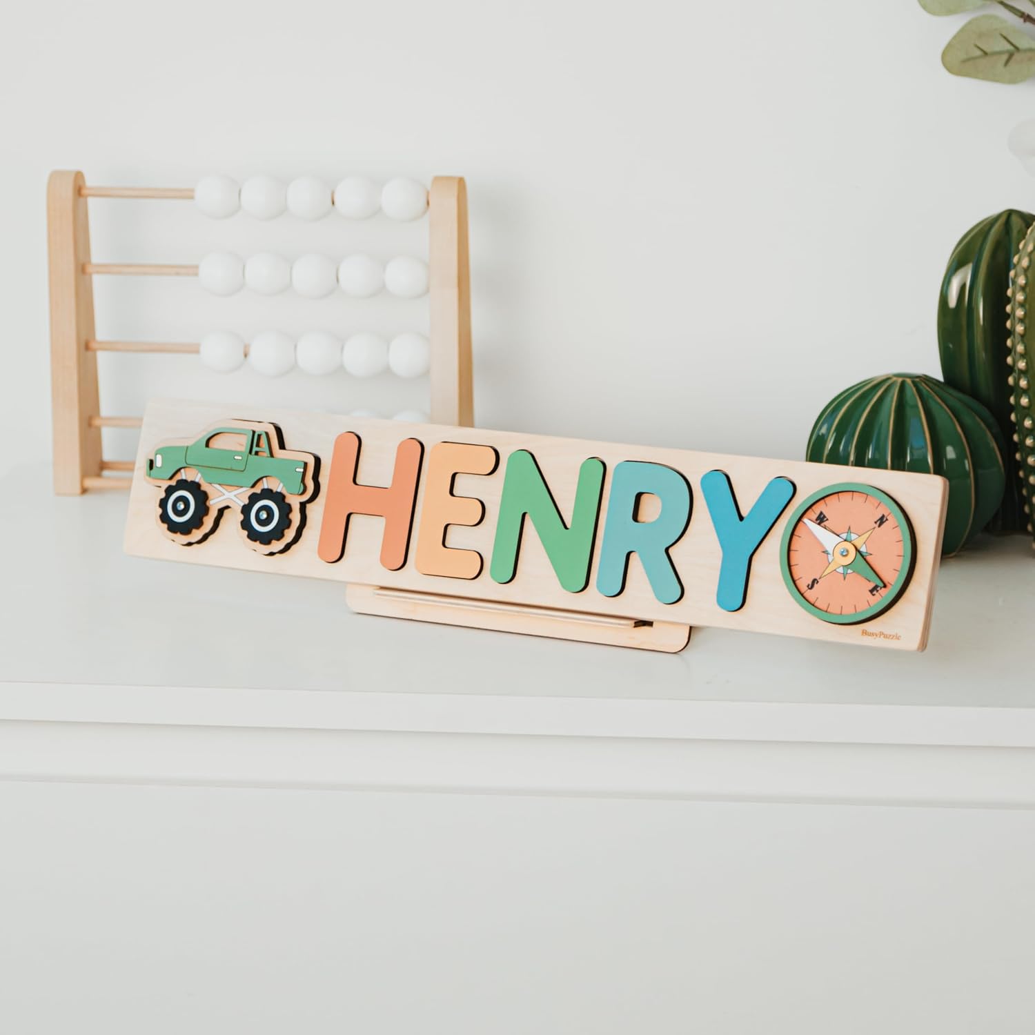 Personalized Wooden Name Puzzle with Pegs for Baby
