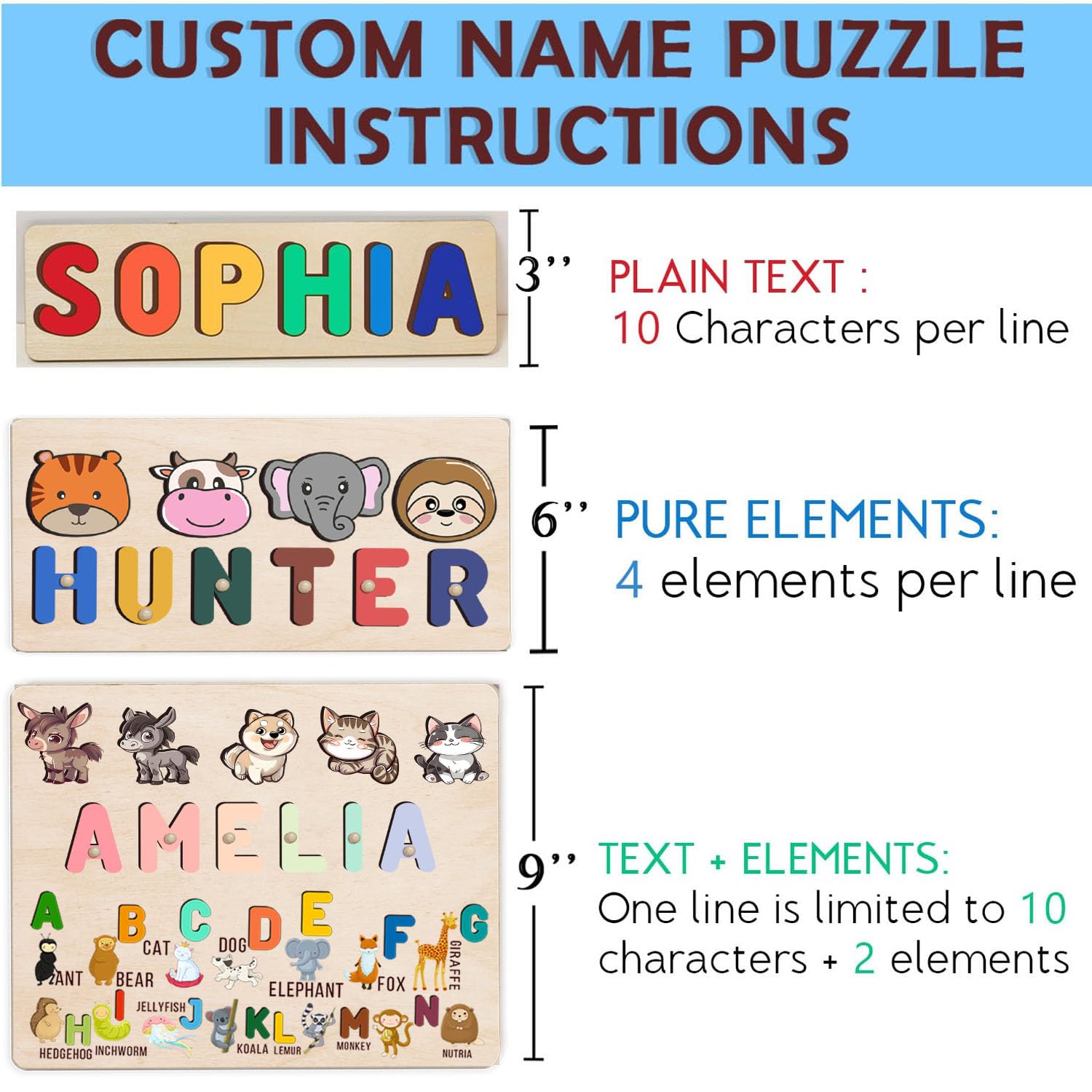 Personalized Wooden Name Puzzles for Baby Boys and Girls