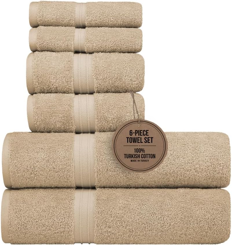 Cotoniche 6 Pack Cotton Towel Set - Beige