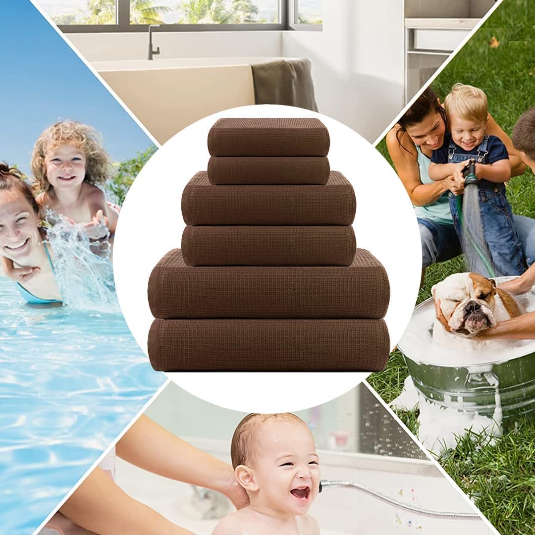 CASA COPENHAGEN Waffle Towel Set - 6 Pieces Brown 1