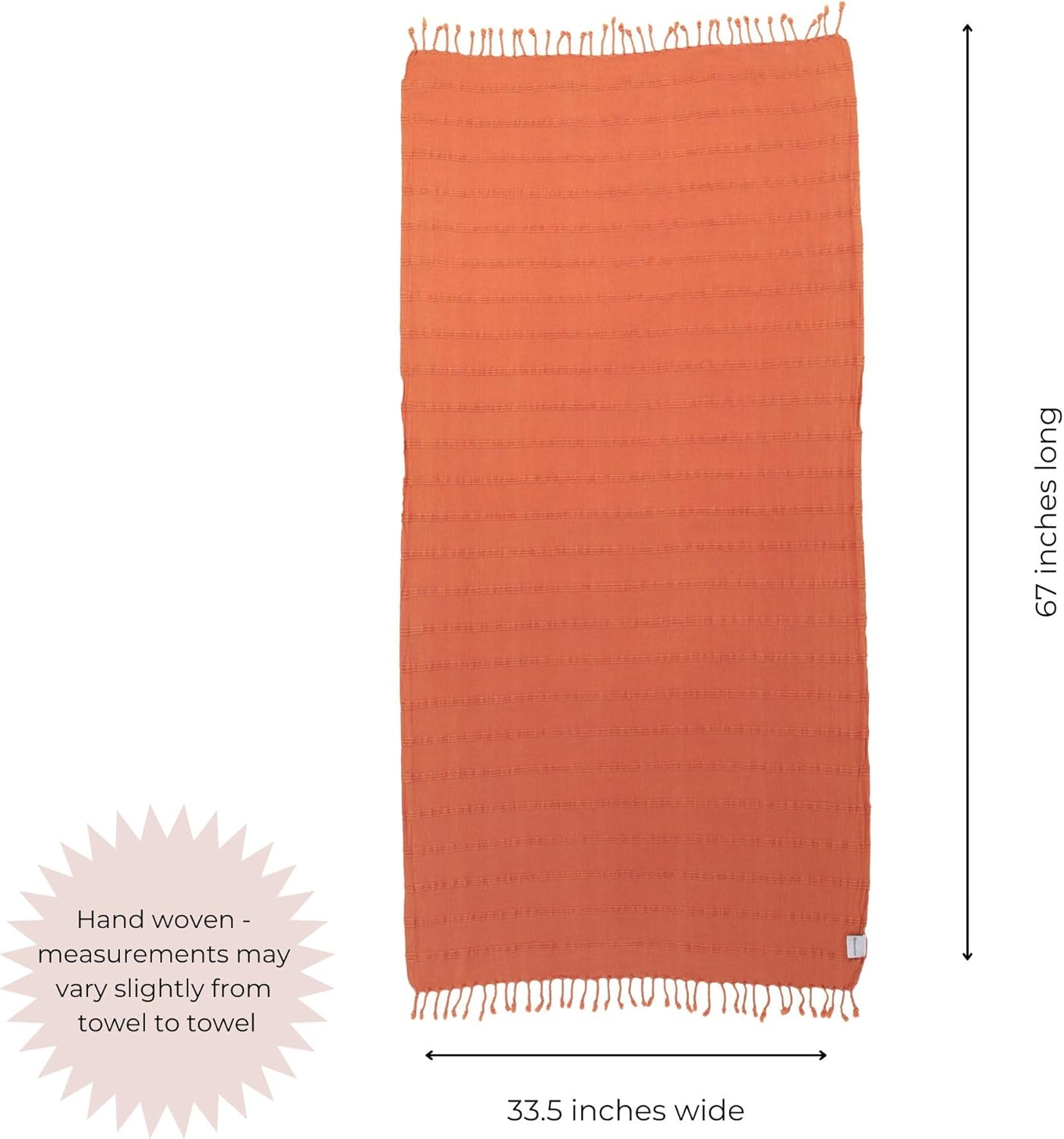 InfuseZen Orange Stonewashed Turkish Bath Towel