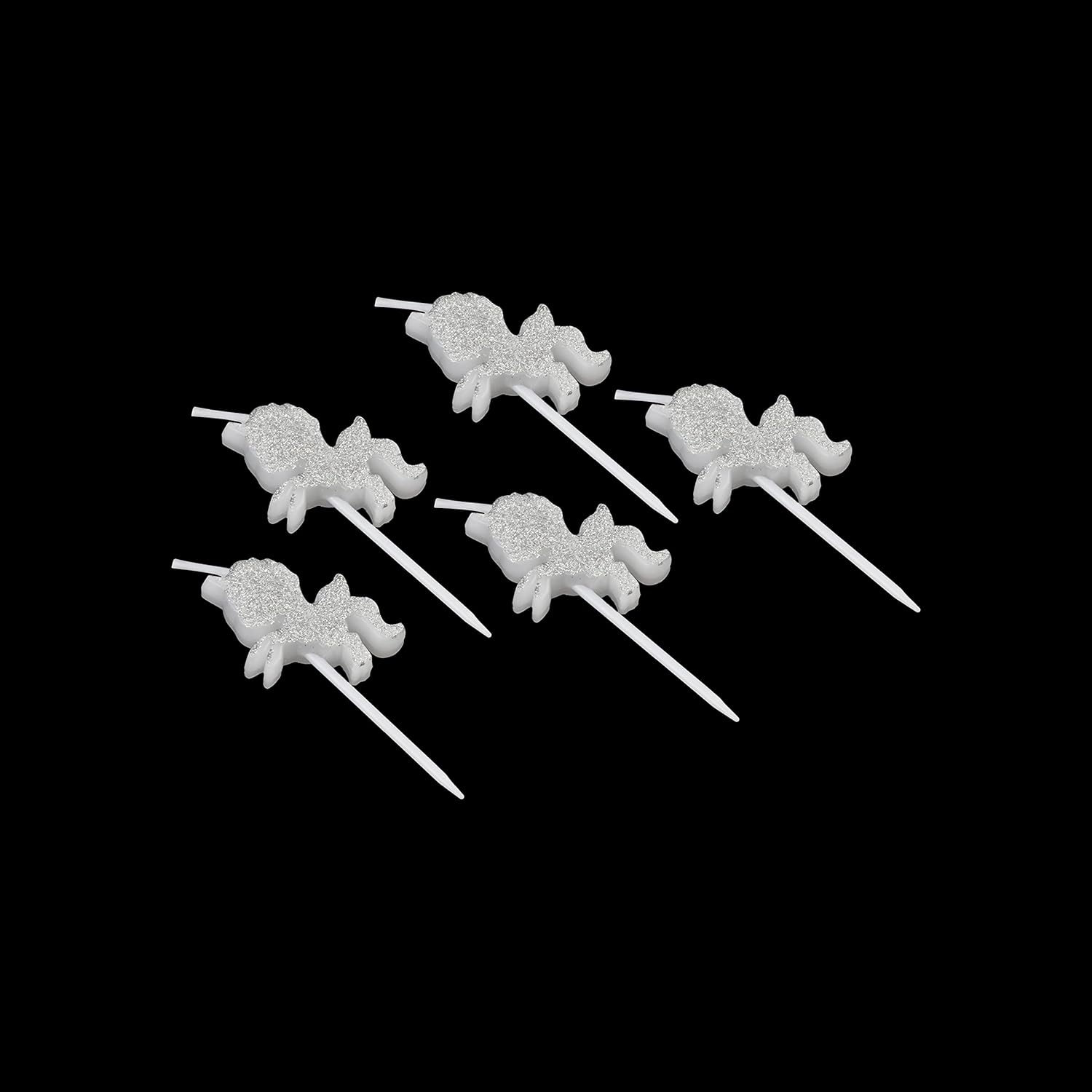 Magical Horned Horse Birthday Candles with White Glitter