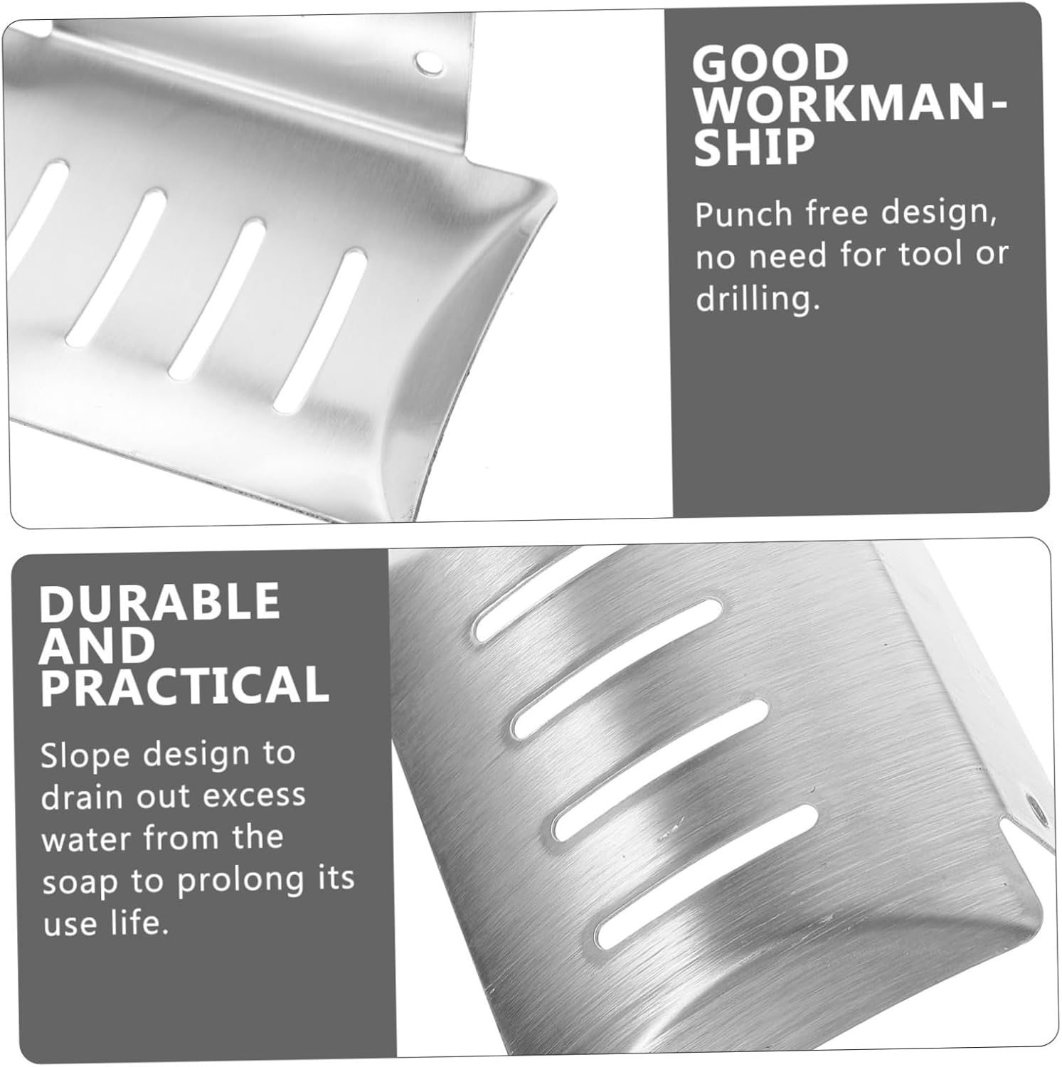 Luxshiny Wall-Mounted Soap Holder with Silver Design