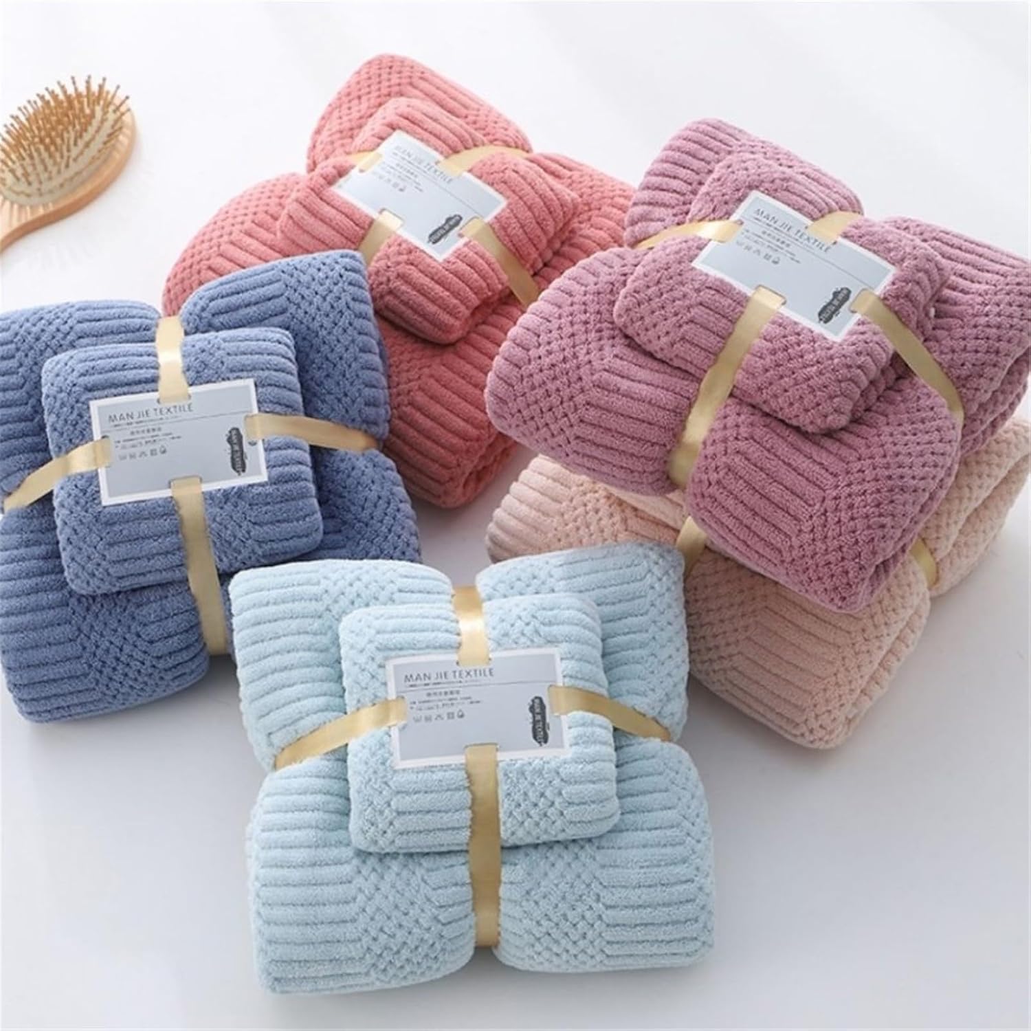 Coral Velvet Bath Towel Set of 6 with Washcloth