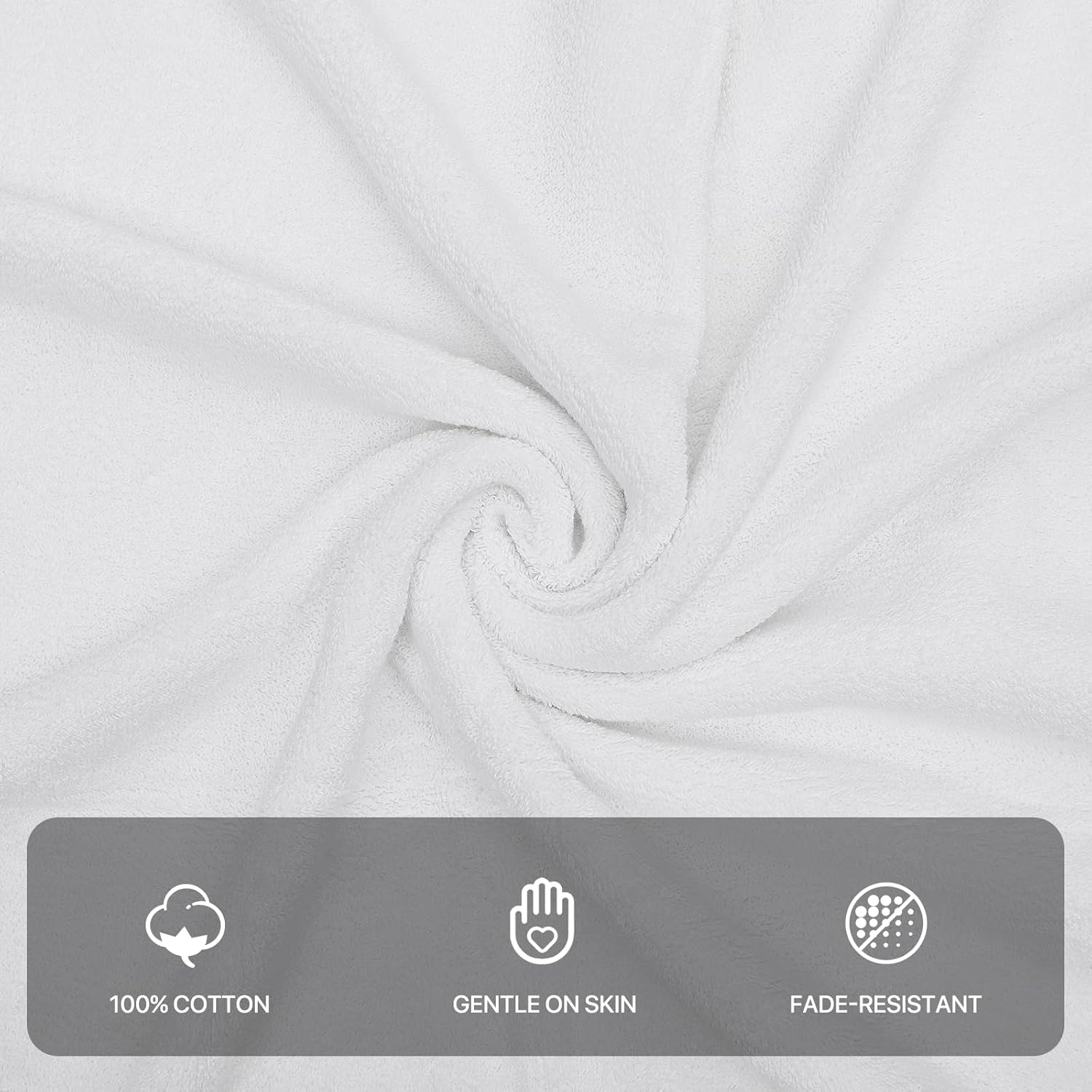 MoNiBloom 6-Piece Cotton Towel Set - White
