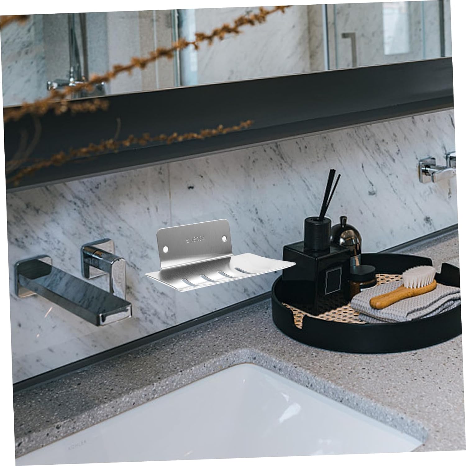 Ciieeo Wall Soap Holder Silver Draining Rack
