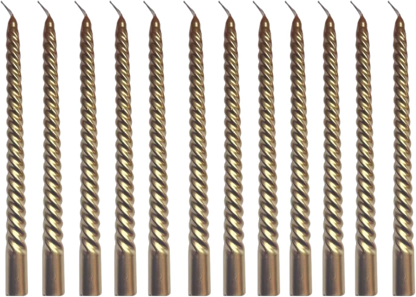 Gold Taper Candles 98 Tall 12 pcs Festive Oil Infused