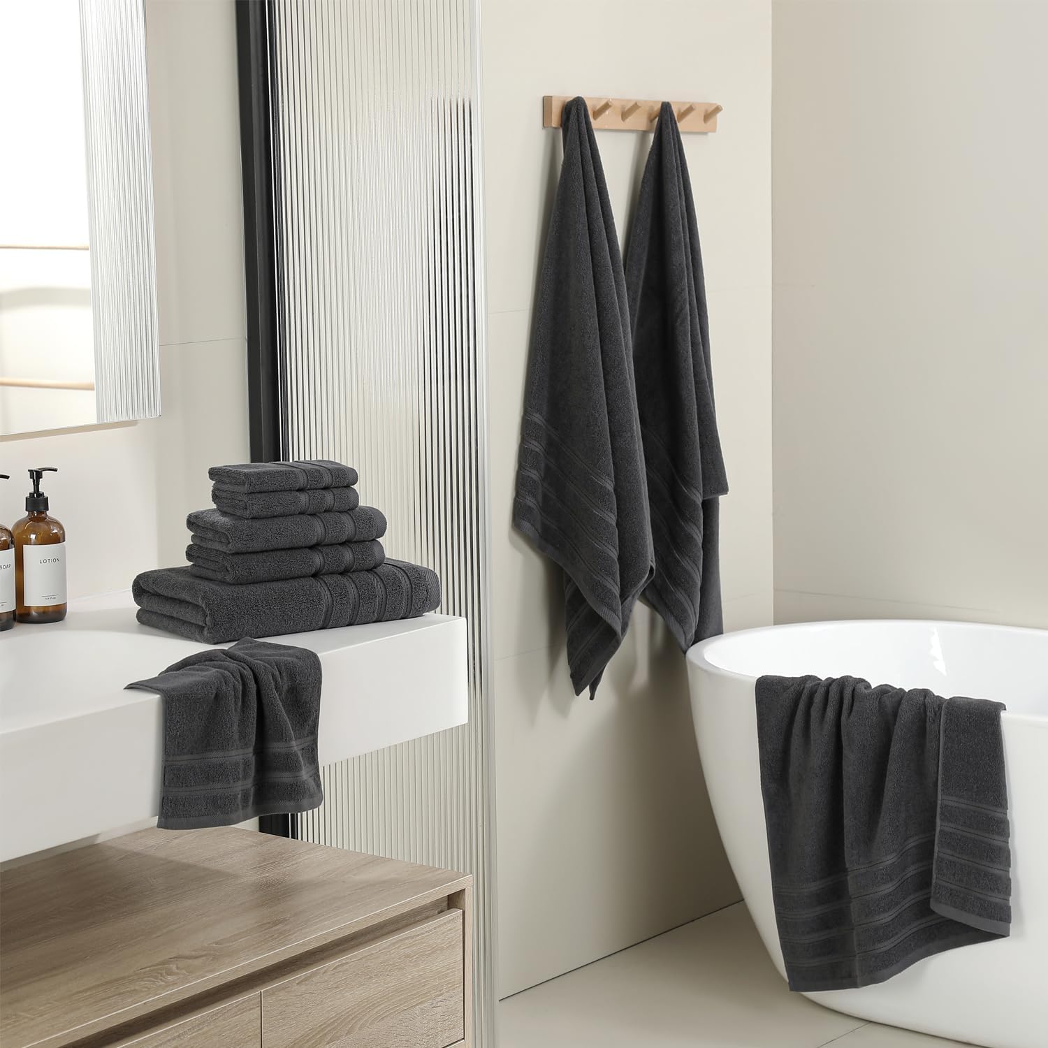 QAJ 16-Piece Bath Towels Set - 100 Cotton Soft and Durable