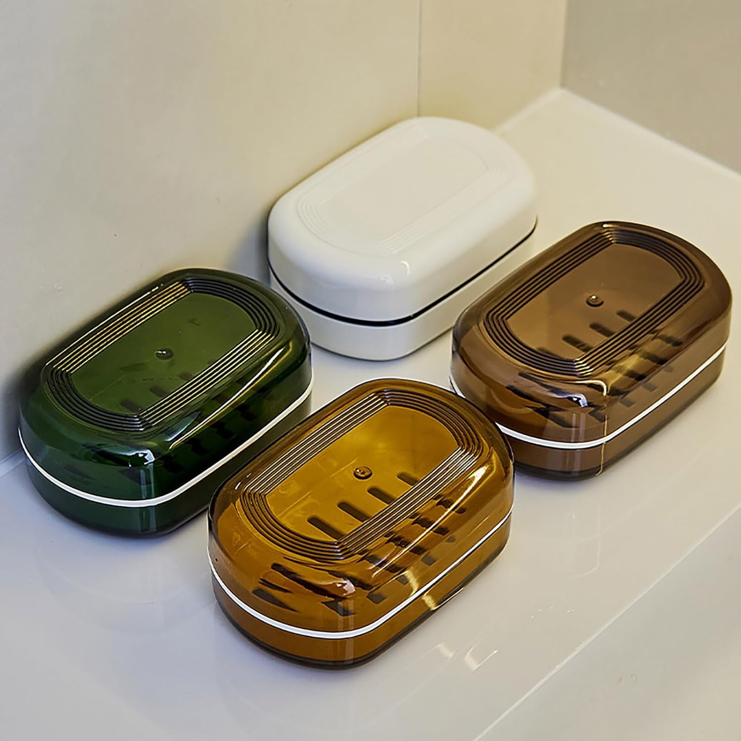Loyliawa Double Layer Soap Dish with Lid and Draining Rack