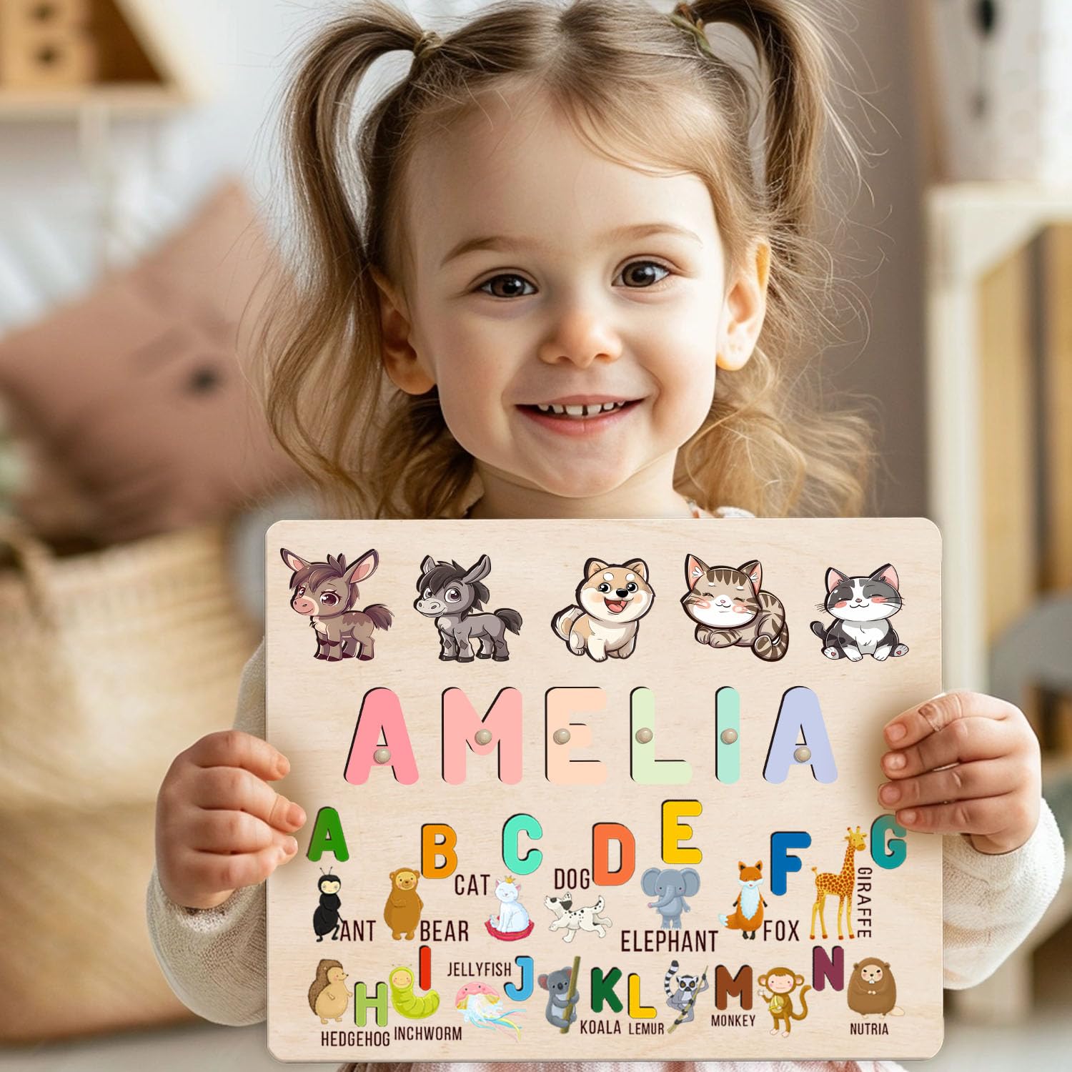 Personalized Wooden Name Puzzles for Baby Boys and Girls