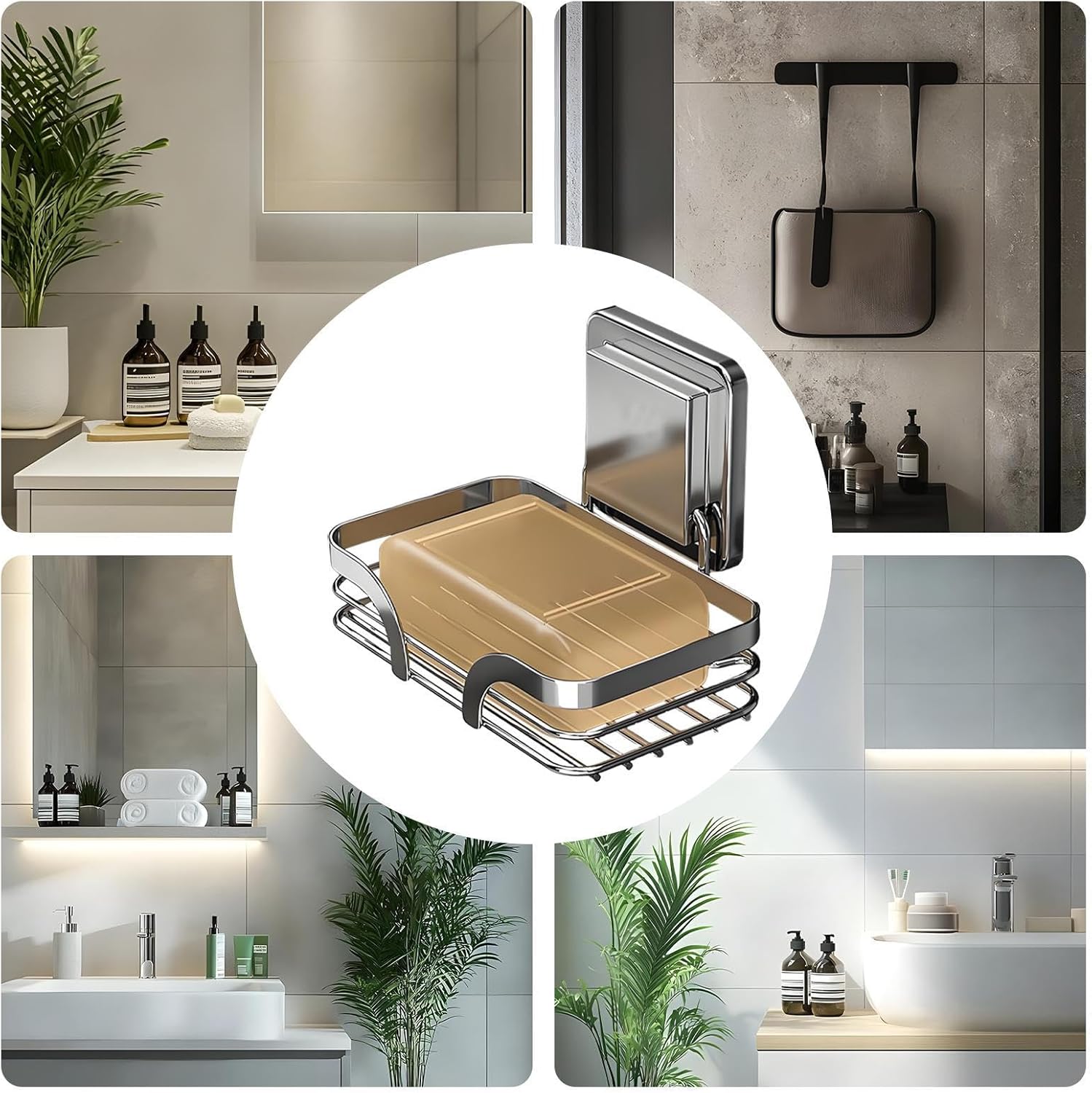 Suction Soap Holder with Hooks for Shower and Sink
