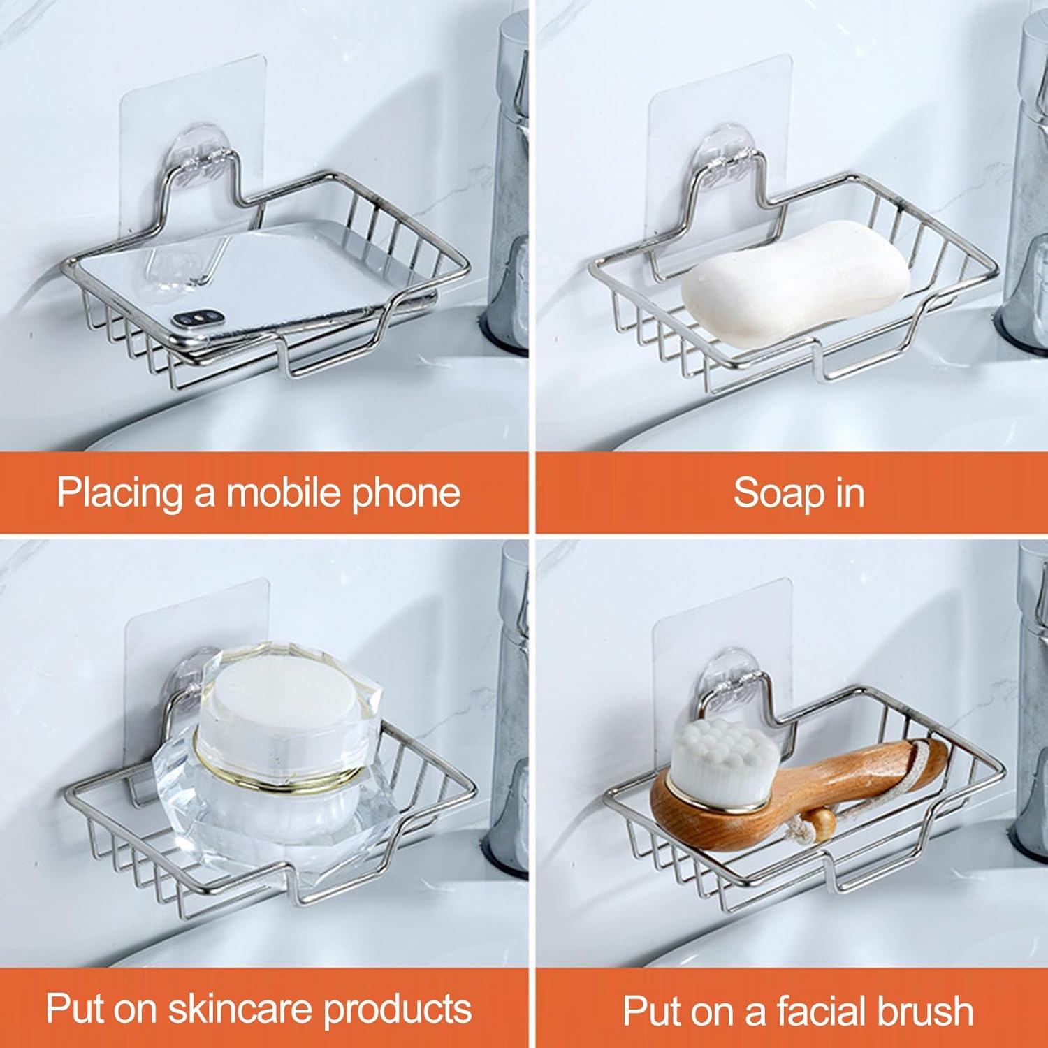 Stainless Steel Soap Dish with Anti-Rust Coating and Anti-Slip Design