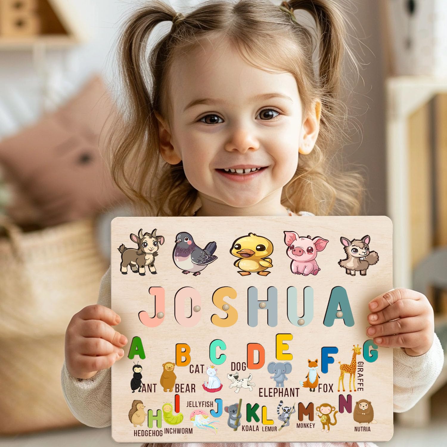 Personalized Wooden Name Puzzles for Toddlers 1-3
