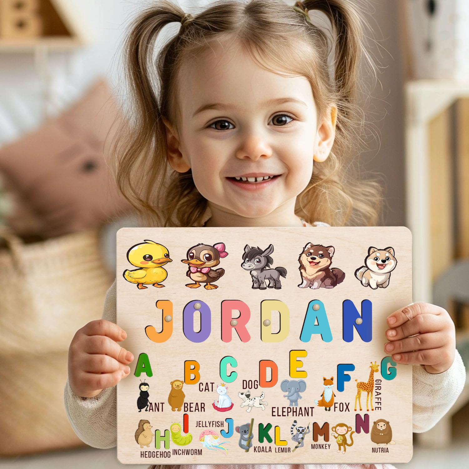 Personalized Wooden Name Puzzle for Baby Toddler