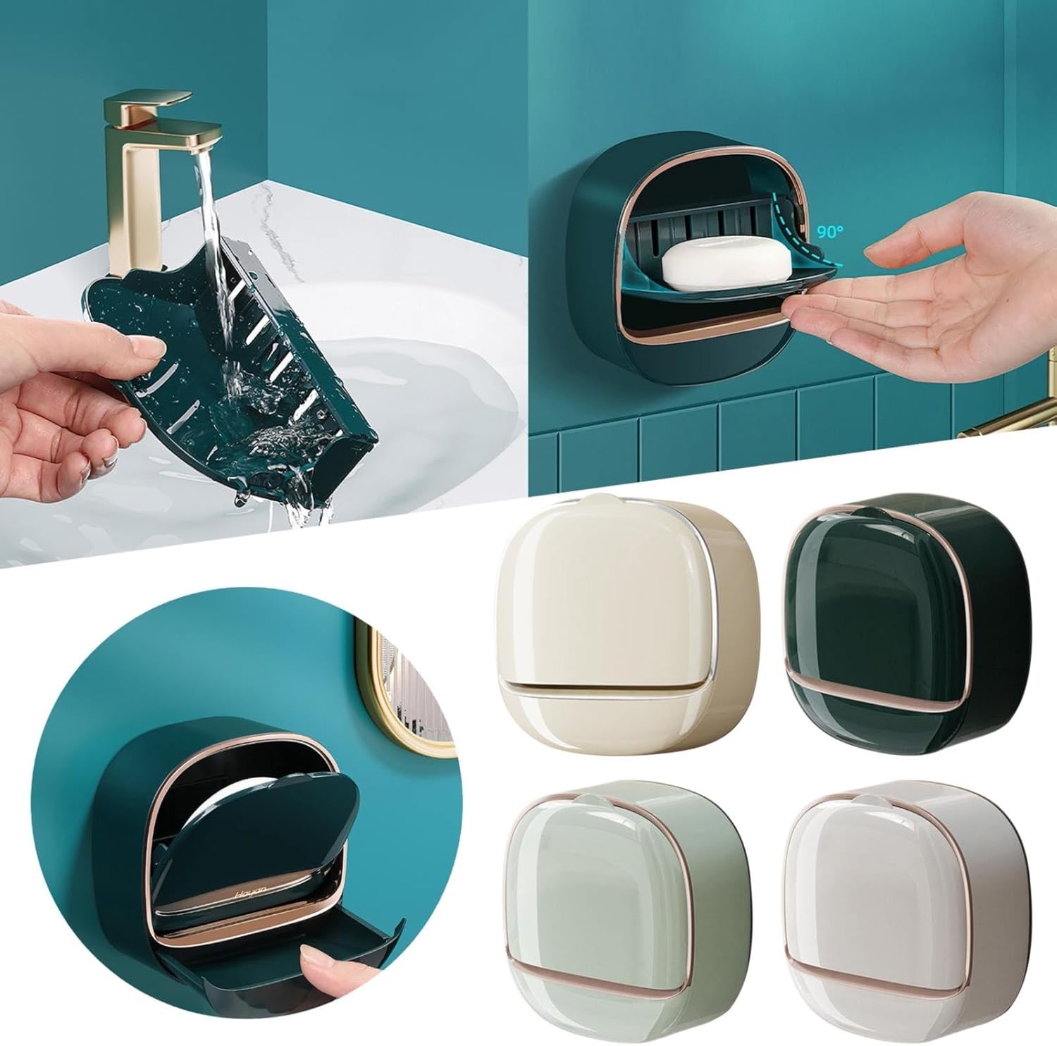 BILIKEYU Wall Mount Soap Dish Holder - Silver No Drilling Multi-Purpose
