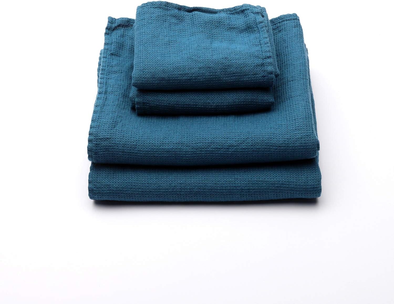 LinenMe Waffle Towel Set Sea Blue 2 Pack