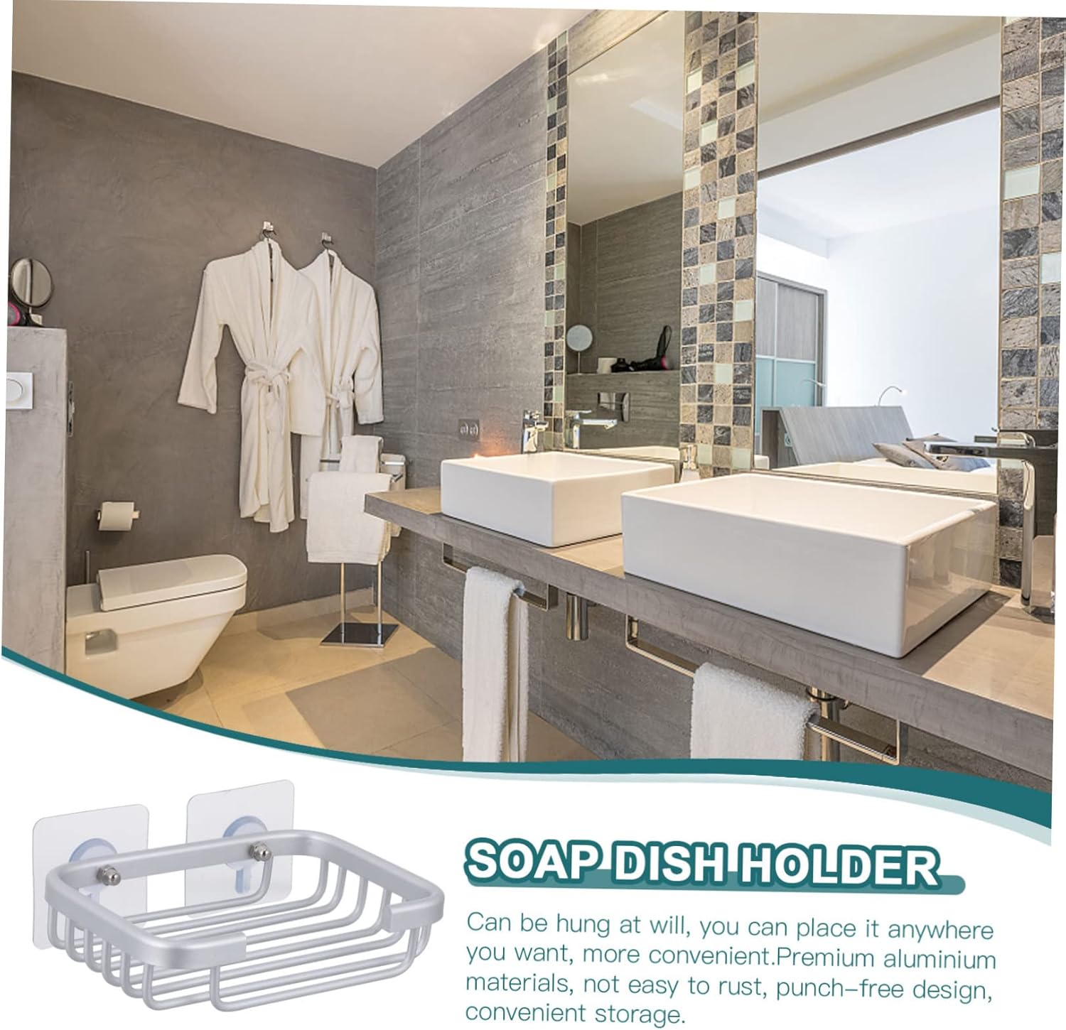 COSMEVIVI Bathroom Wall Mount Soap Dish Rustproof Drainage Holder