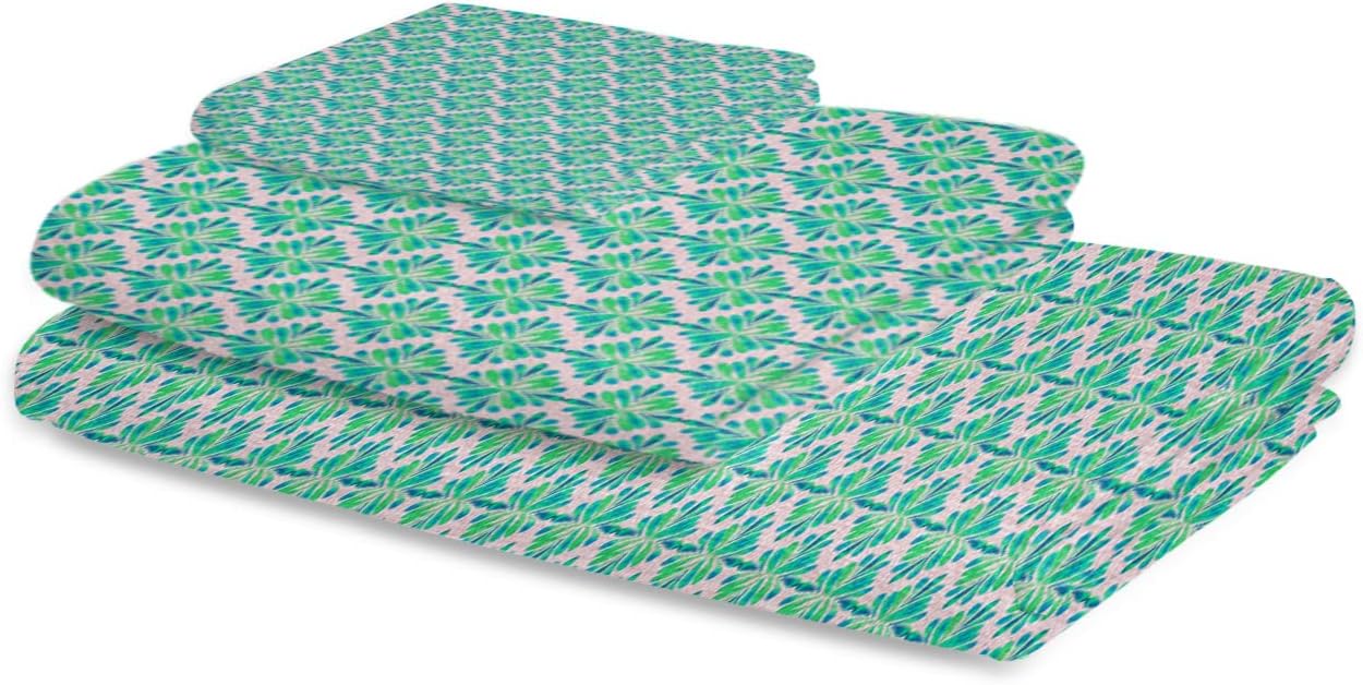 Boanket Aqua Flowers 3-Piece Towel Set for Bathroom and Hotel