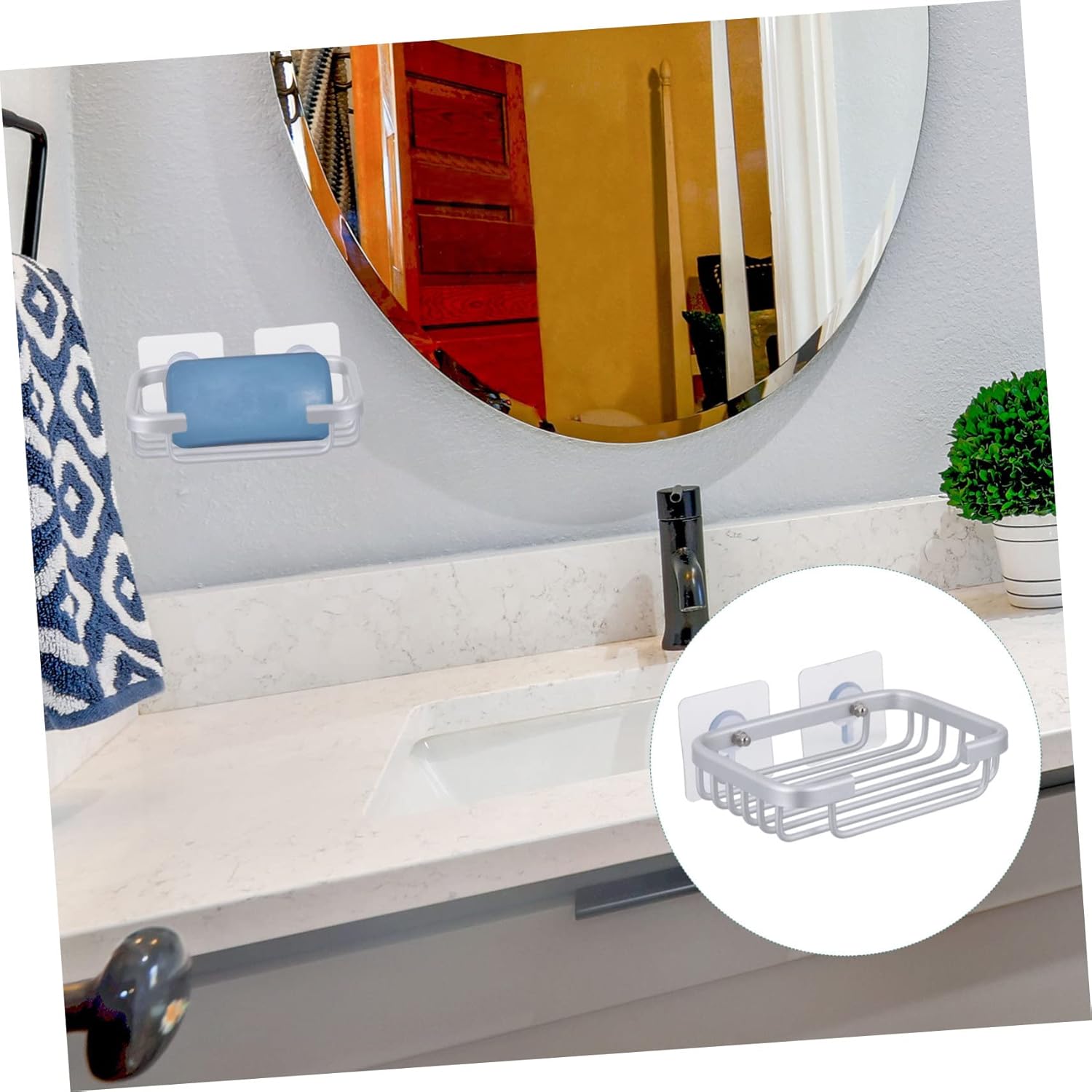 Yardenfun Self Draining Aluminum Soap Dish Holder for Bathroom