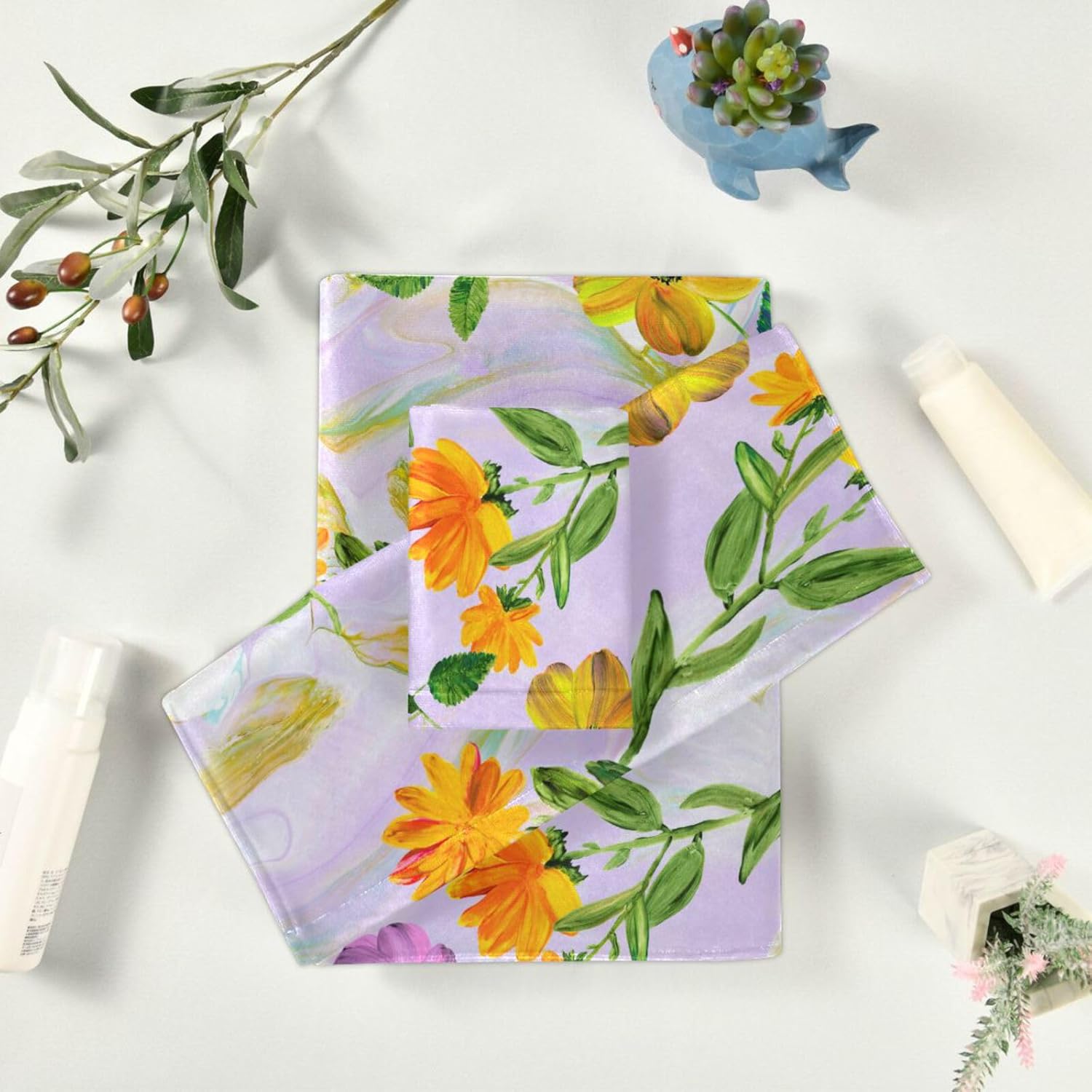 Senya Flower Bath Towels Set of 3 1