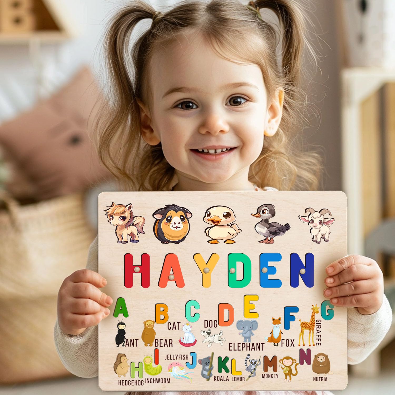 Personalized Wooden Name Puzzle for Baby 1-3 Years