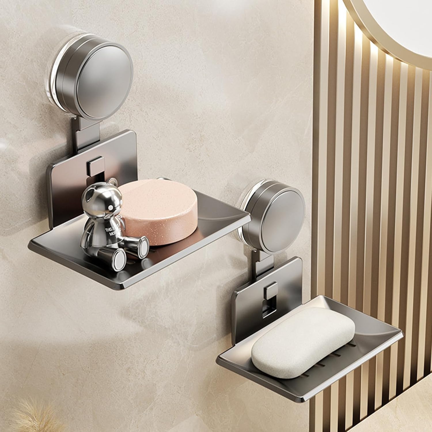 Strong Suction Cup Soap Dish Sturdy Aluminum ABS Wall Mount Holder