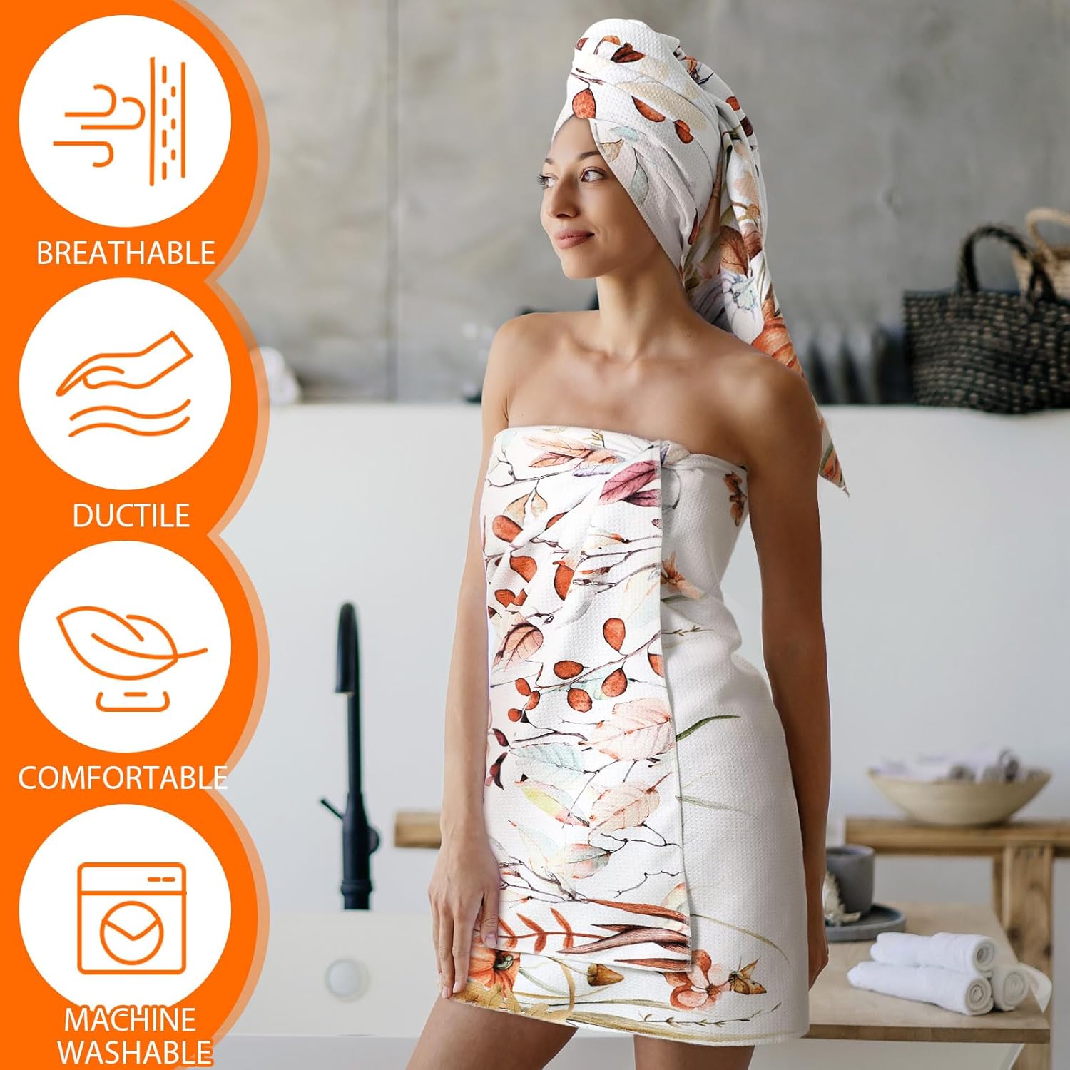 Preboun 3 Pack Autumn Pumpkin Bath Towels Set 1