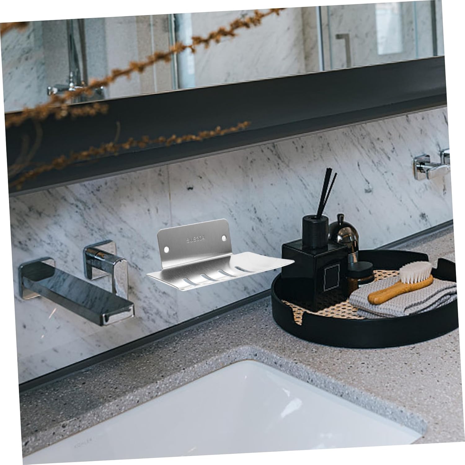 WESIEVYA Wall Mount Soap Dish with Drain and Suction Cup