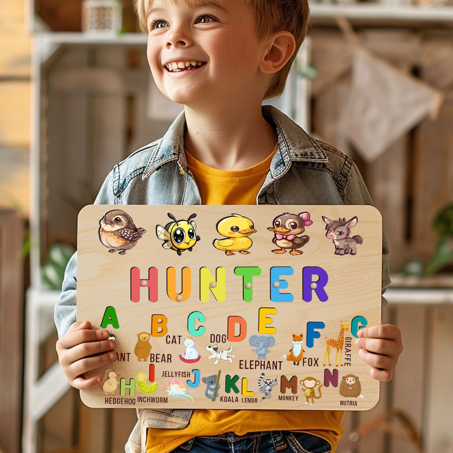 Personalized Wooden Name Puzzle for Baby Boy