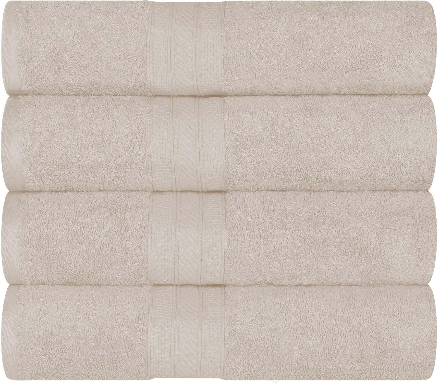 Superior 4-Piece Ivory Bath Towel Set 700GSM 100 Combed Cotton