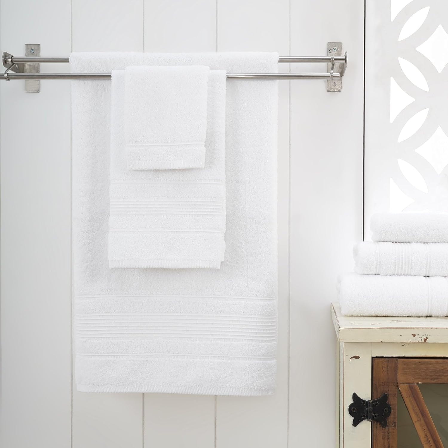 Ephesos Custom Monogrammed Towel Set - 3 Piece Wheat Design Grey Thread