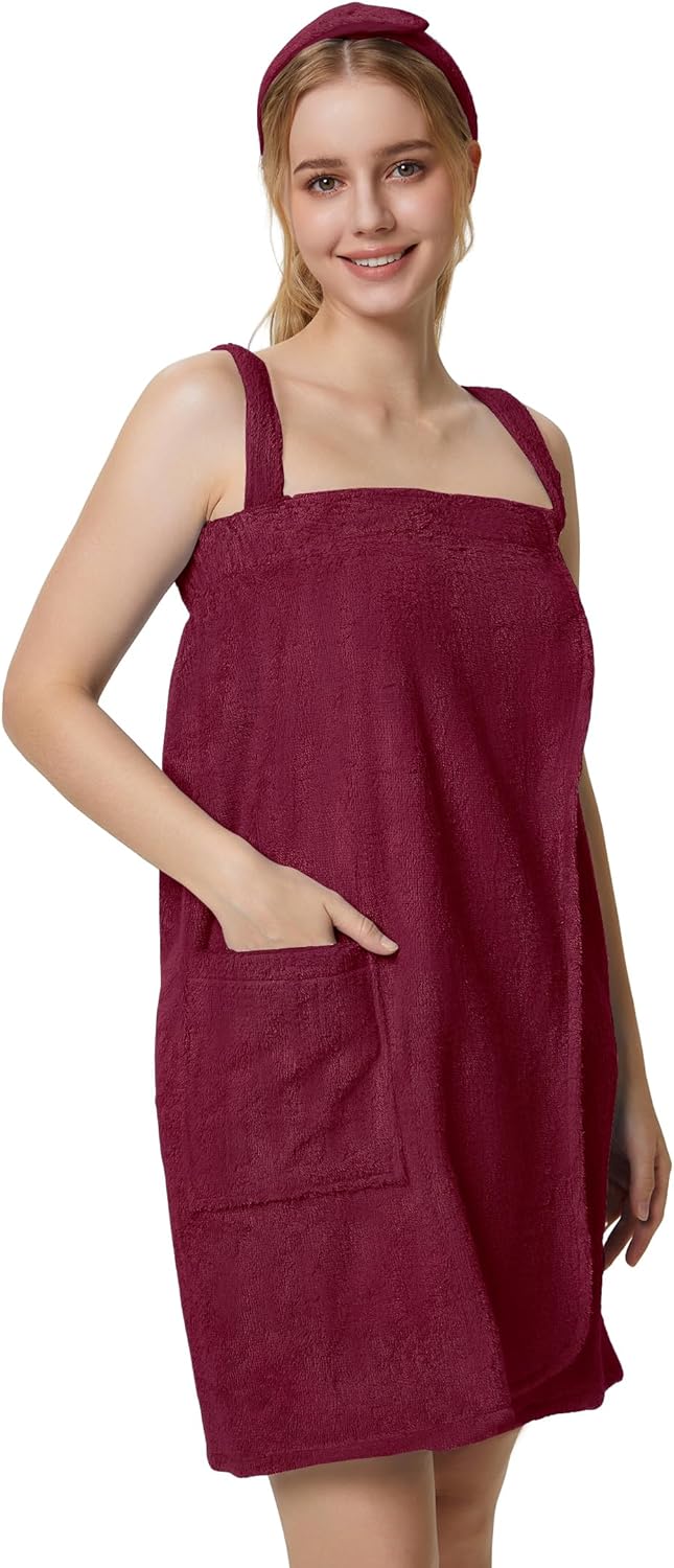 SIORO Womens Spa Towel Wrap with Straps and Adjustable Closure