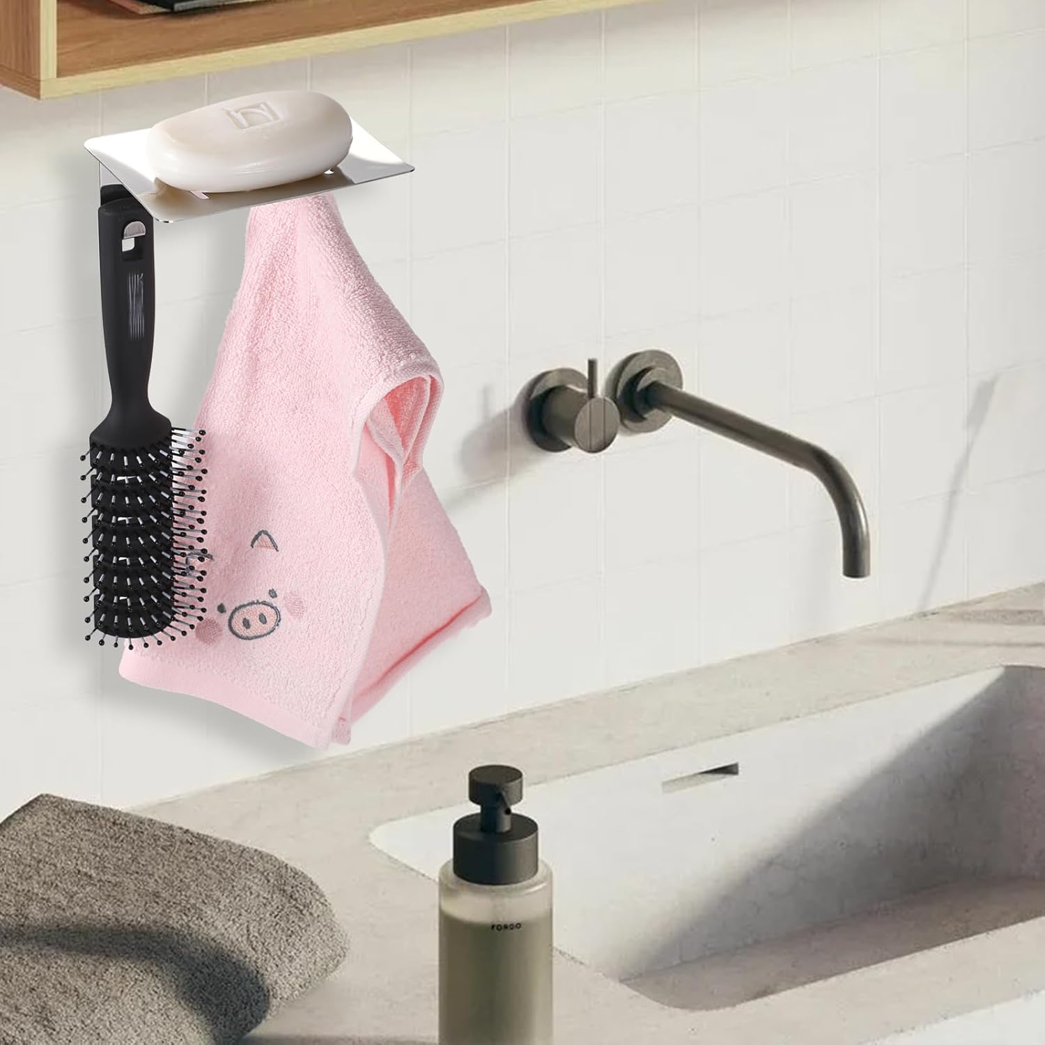Sumnacon Stainless Steel Soap Dish with Hooks - Silver 1