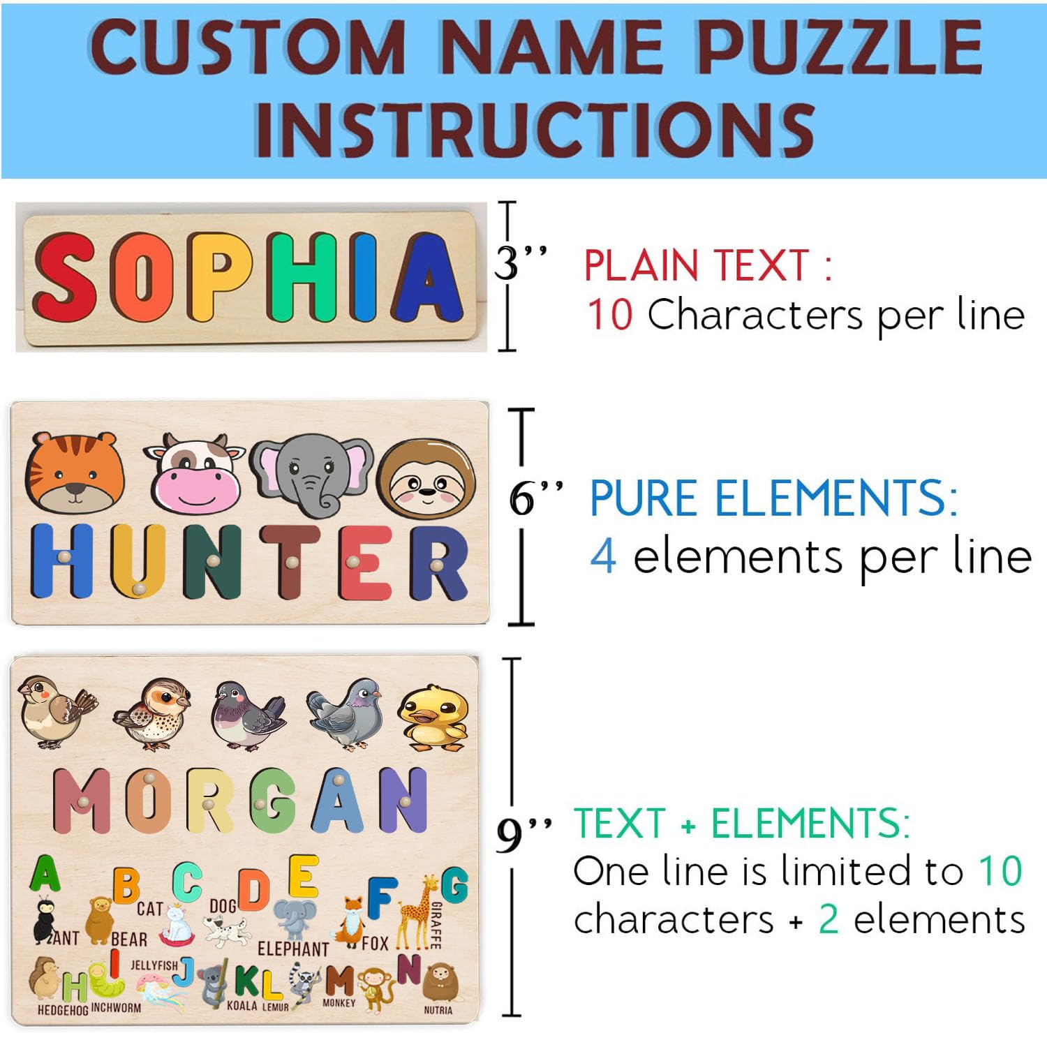 Personalized Wooden Name Puzzle for Kids 1-3 1
