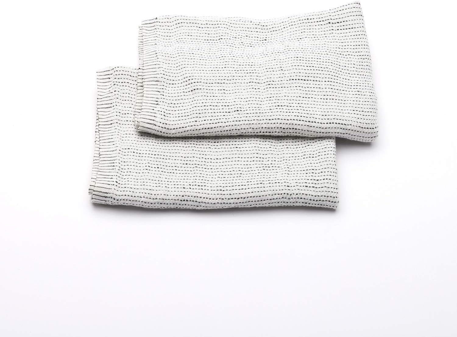 LinenMe 0359401 Set of 2 WhiteBlack Towels Stitch 19x26