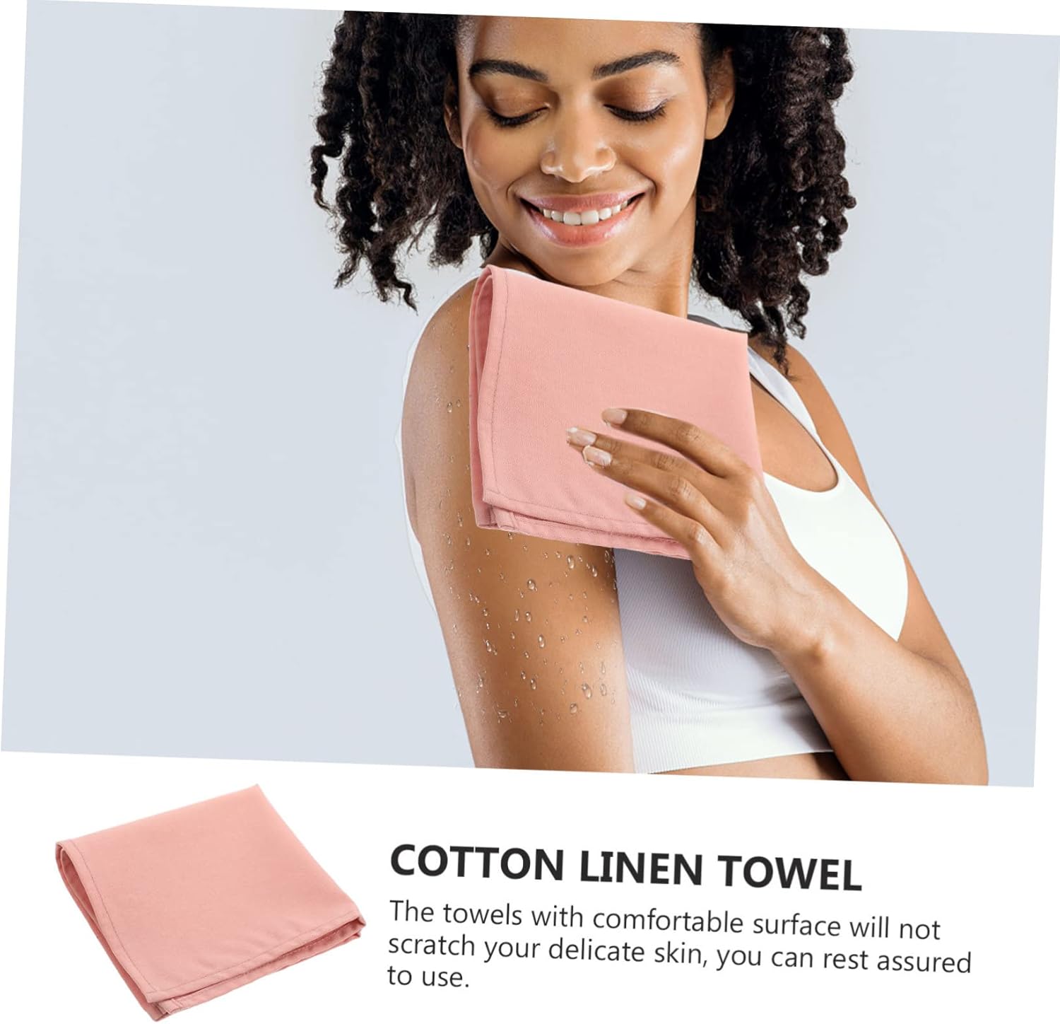 COSMEVIVI 8 Pcs Cotton Linen Pink Hand Towels Set 1