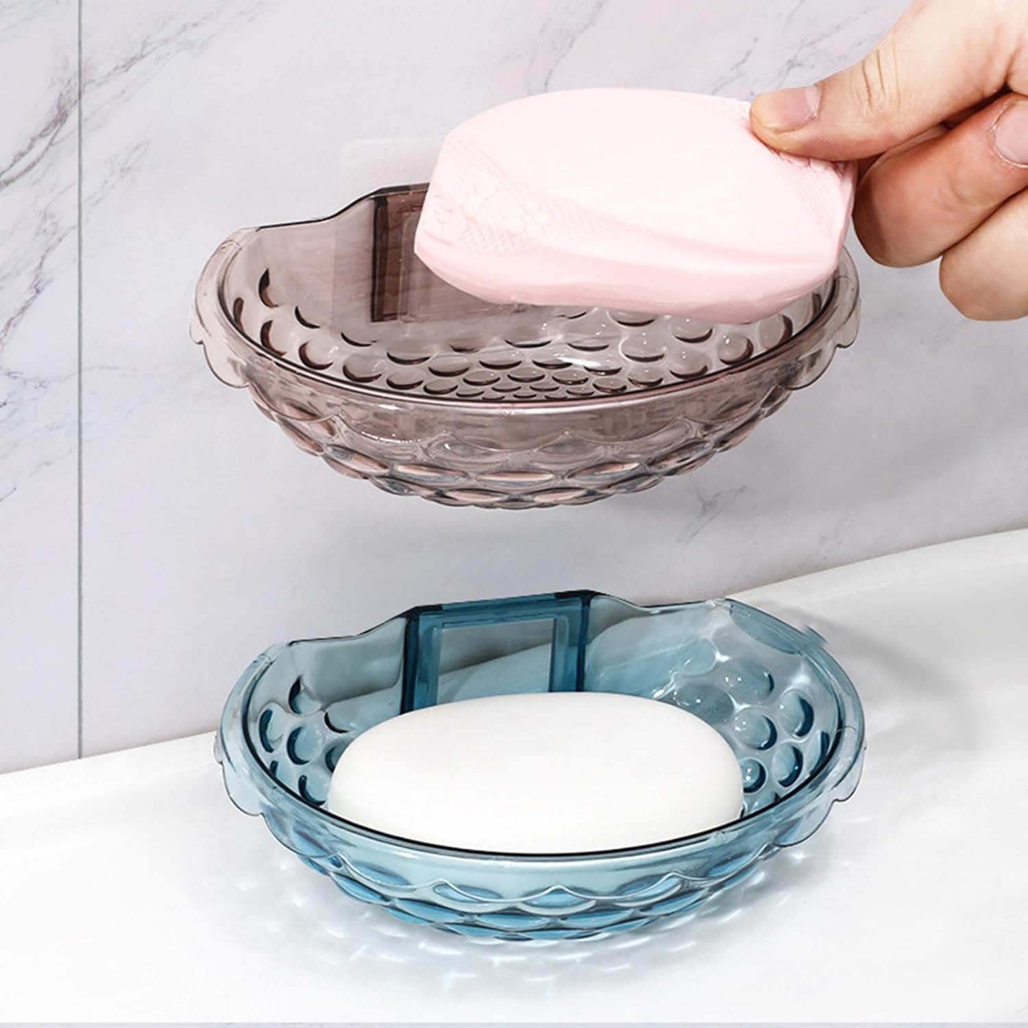 Wall Mounted Soap Holder No Drilling Self Adhesive Kitchen Bathroom Rack