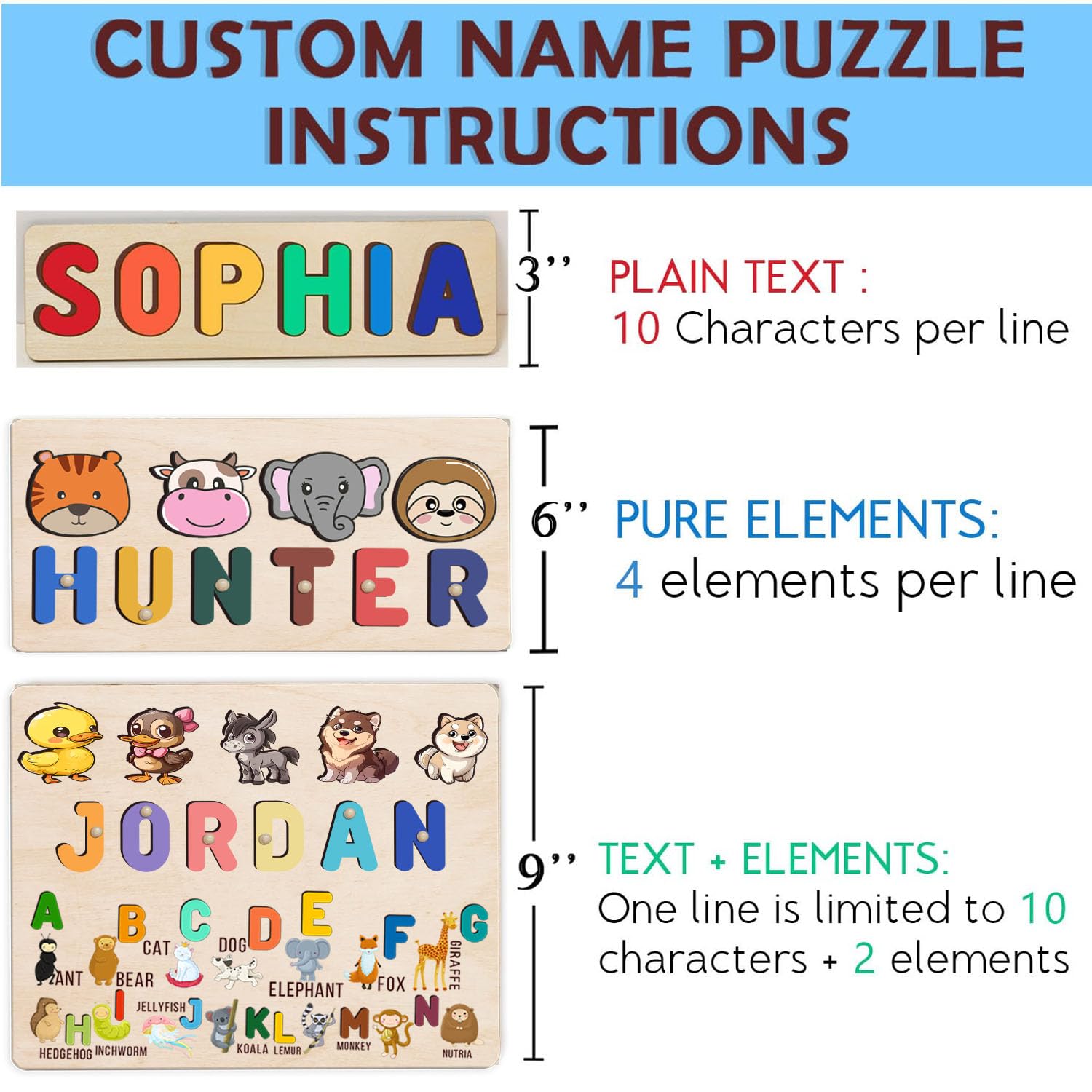 Personalized Wooden Name Puzzle for Baby Toddler