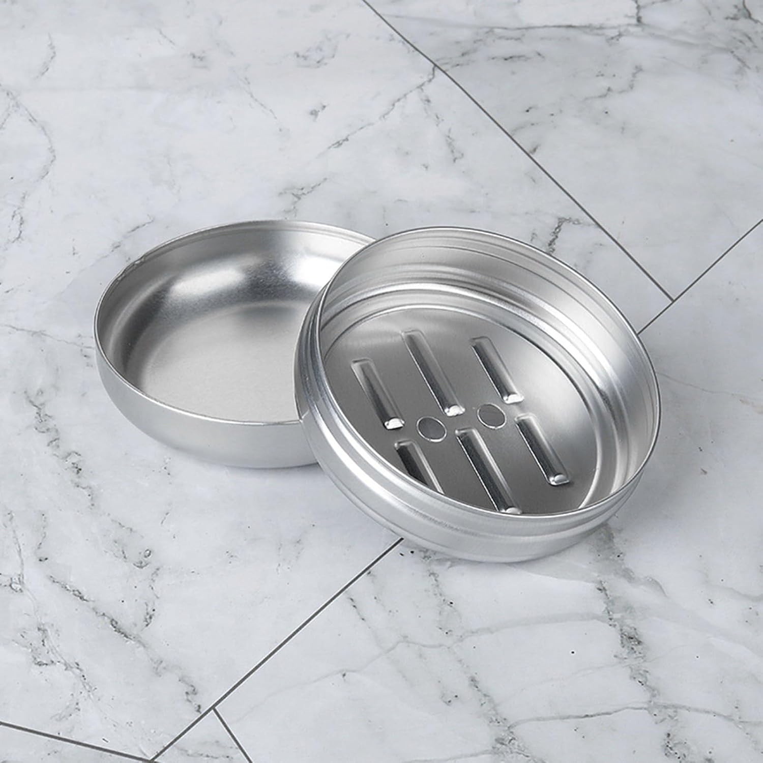 Pack of 2 Waterproof Metal Soap Dishes with Drips Rack