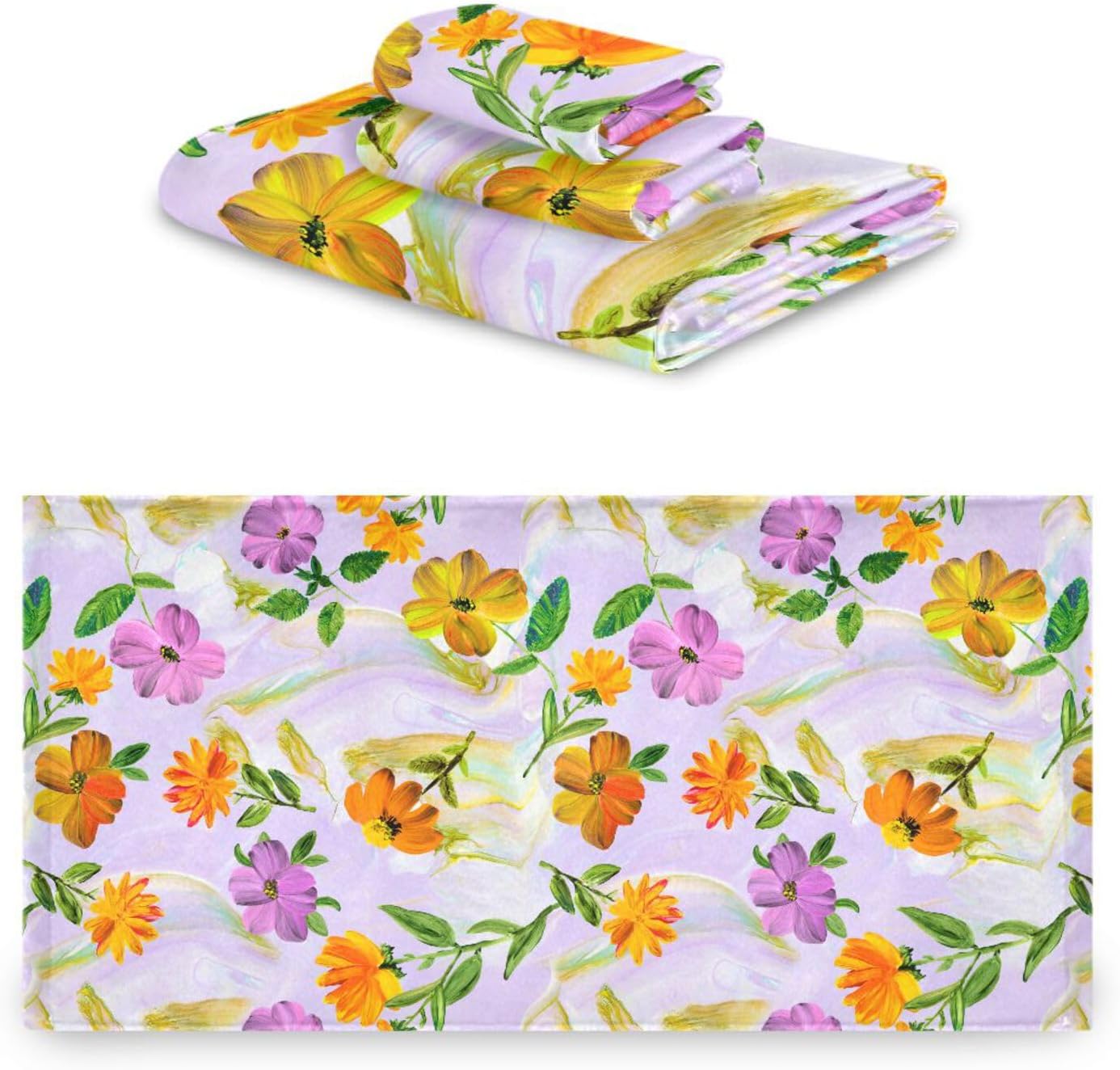 Senya Flower Bath Towels Set of 3 1