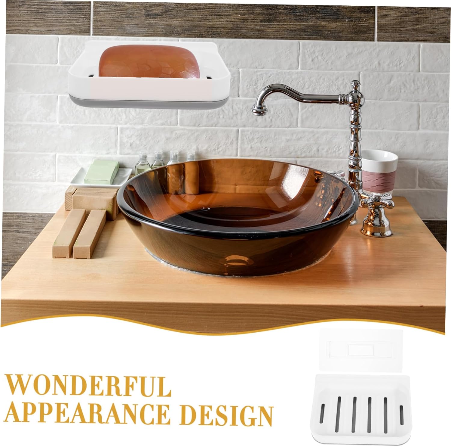 UTHCLO 1Set Absorbent Soap Dish Wall-Mounted Bathroom Organizer