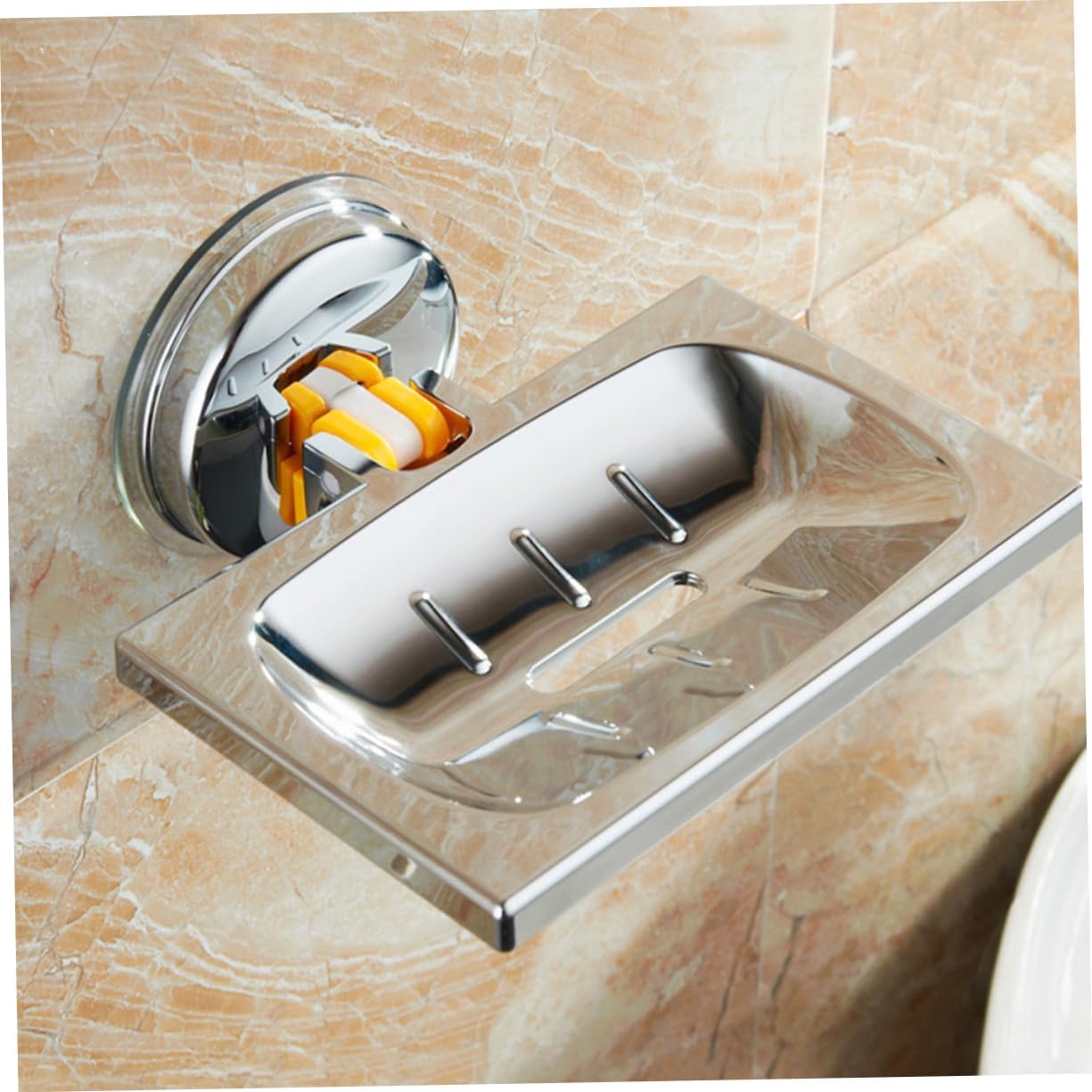 Mobestech Suction Cup Soap Holder with Hollow Carved Design