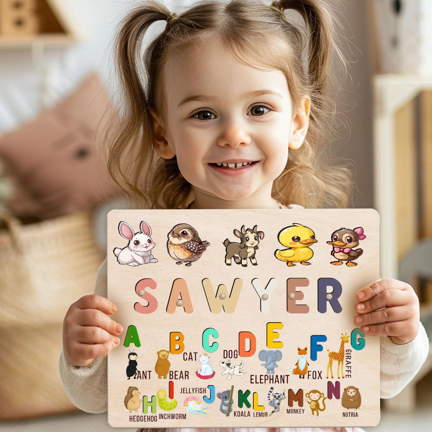 Personalized Wooden Name Puzzle for Baby Boy or Girl
