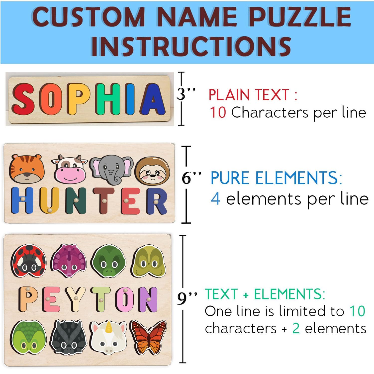 Personalized Wooden Name Puzzle For Toddlers 1-3