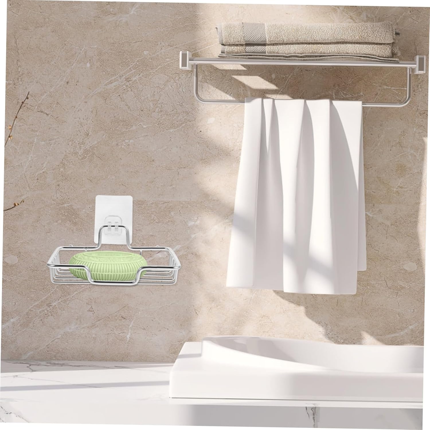 LIFKOME Wall-Mounted Soap Dish with Suction Cup for Bathroom Kitchen
