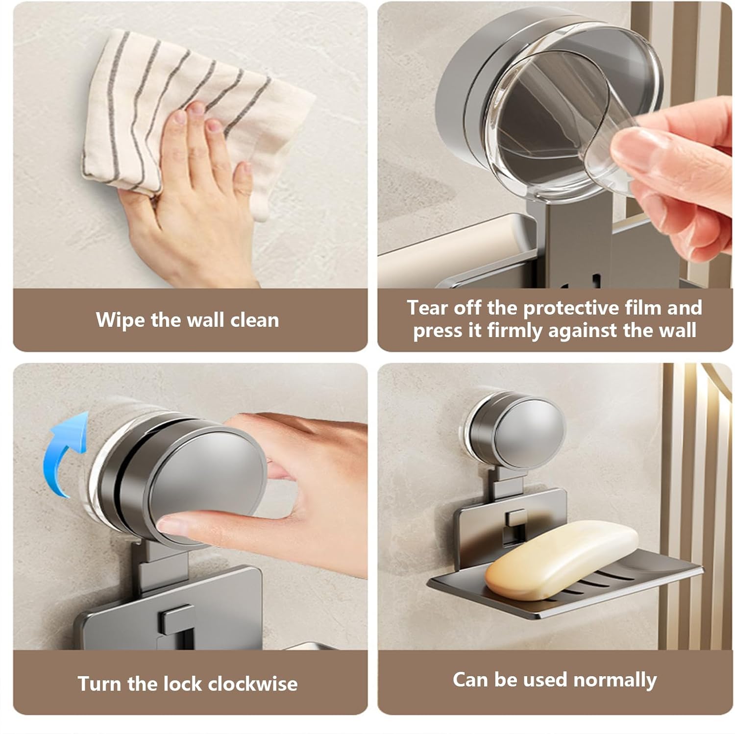 Strong Suction Cup Soap Dish Sturdy Aluminum ABS Wall Mount Holder