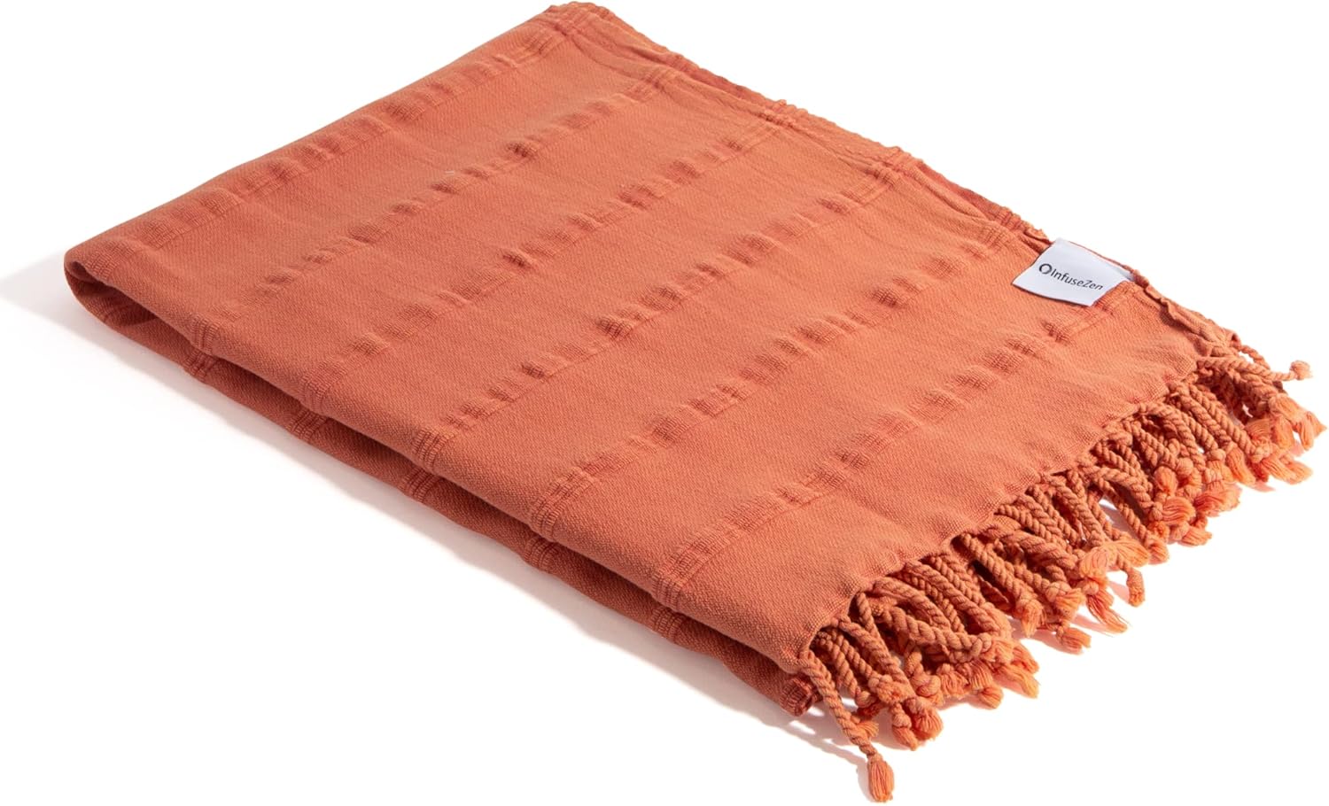 InfuseZen Orange Stonewashed Turkish Bath Towel