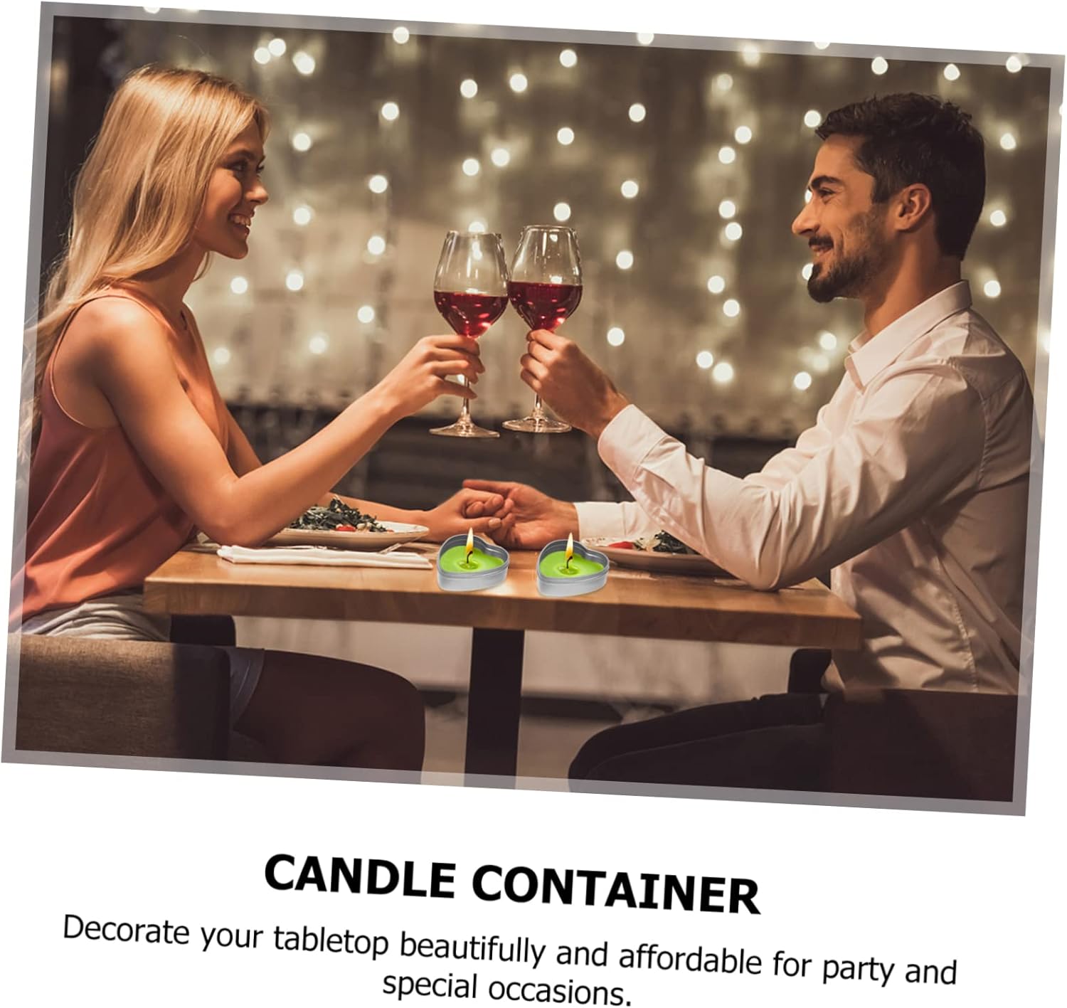 NUOBESTY Heart-Shaped Tinplate Candle Storage Jar