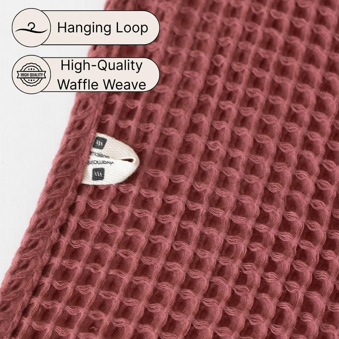 Viva Maison Red Waffle Bath Towel Set of 2