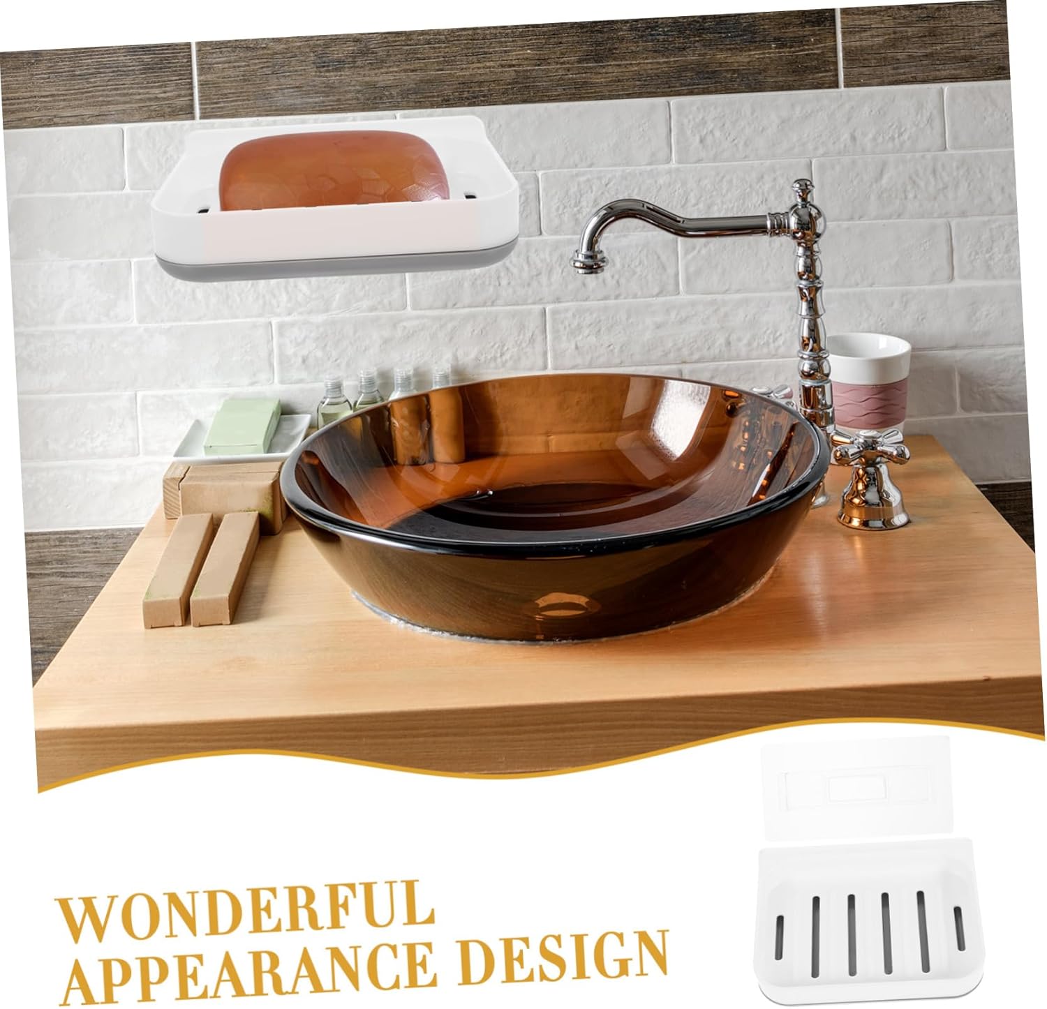 1set Absorbent Diatom Soap Dish Sturdy Bathroom Organizer